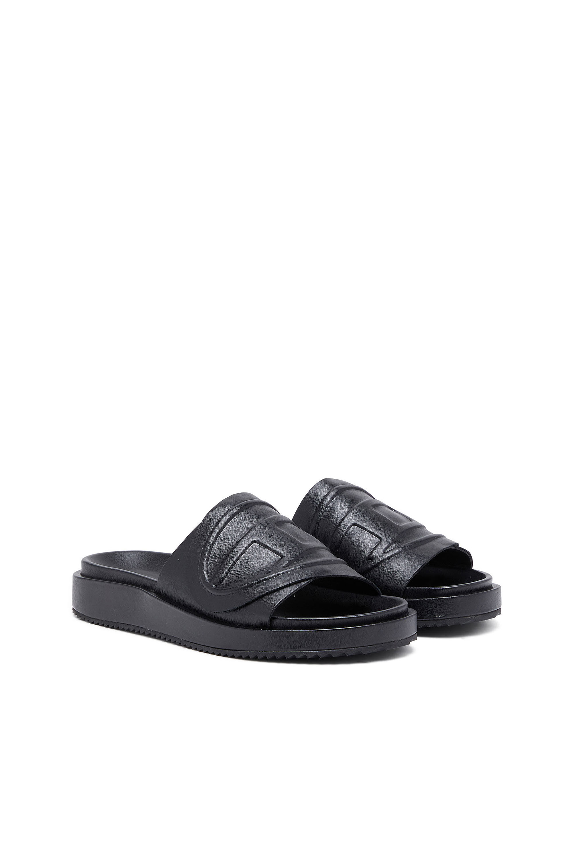 Diesel - SA-SLIDE D OVAL W, Woman Sa-Slide D-Slide sandals with Oval D strap in Black - Image 1