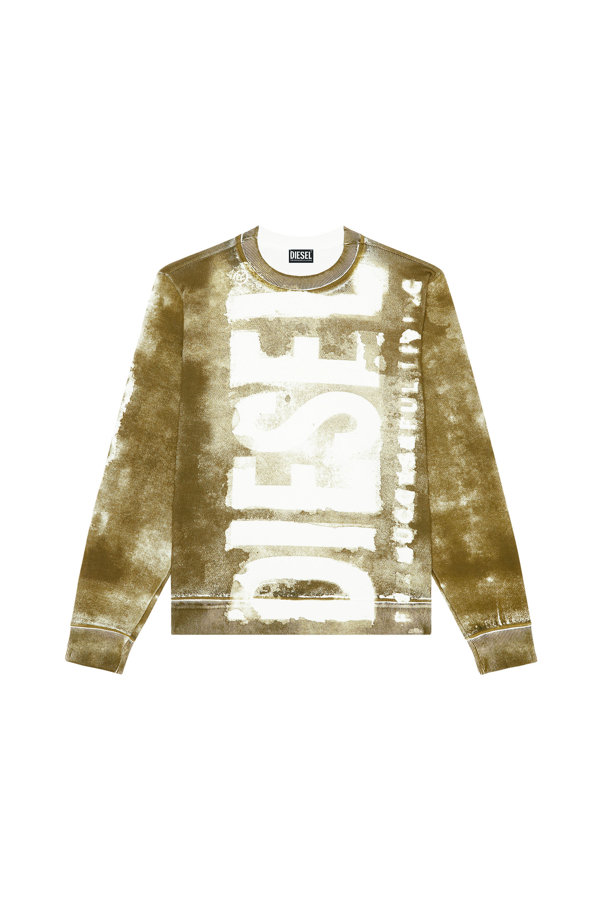 Diesel - S-GINY, Man Logo sweatshirt with colour bleed effect in Green - Image 2