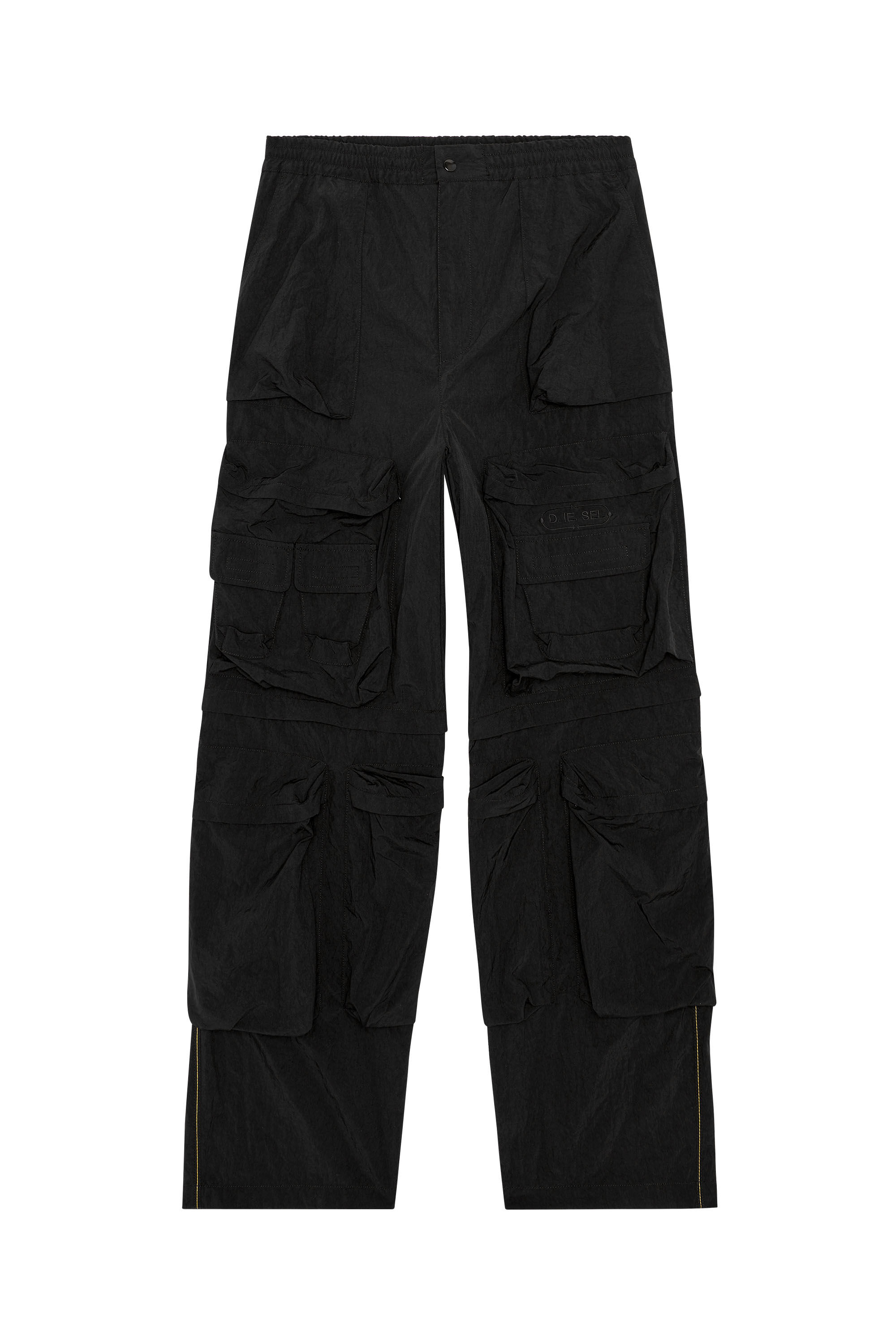 Diesel - P-STAIND, Hombre Pantalones cargo de lona de nailon arrugado in Negro - Image 2