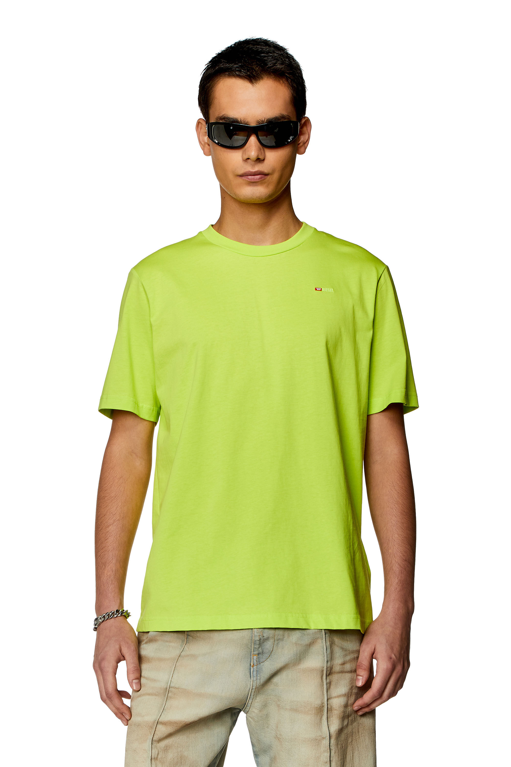 Diesel - T-JUST-MICRODIV, Man T-shirt with micro-embroidered logo in Green - Image 3