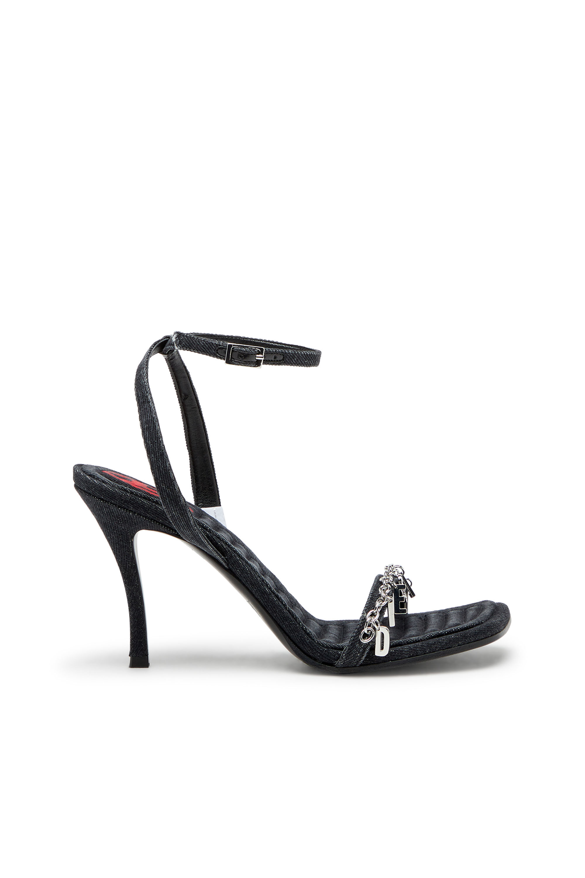 Diesel - D-VINA SDL, Woman D-Vina Sdl Sandals - Denim sandals with Diesel charms in Black - Image 1