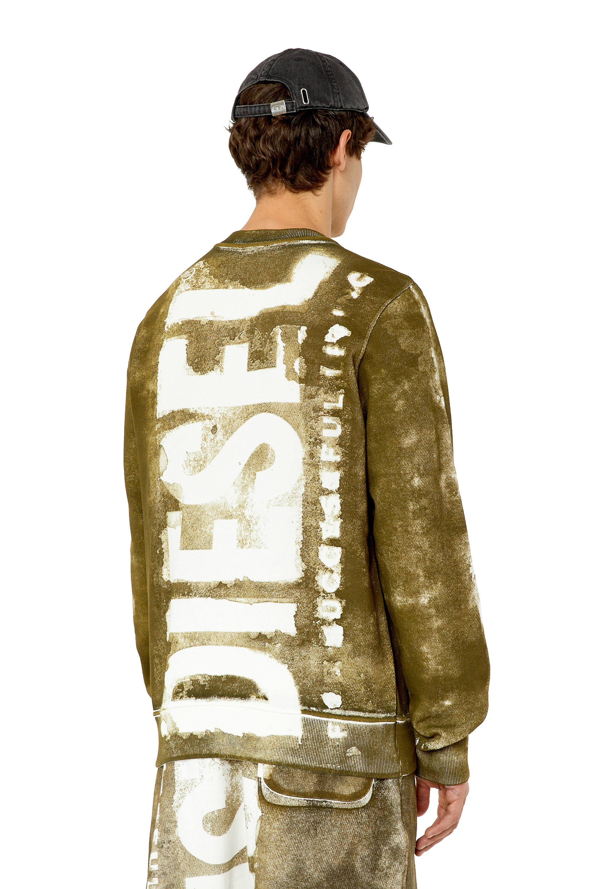 Diesel - S-GINY, Man Logo sweatshirt with colour bleed effect in Green - Image 4