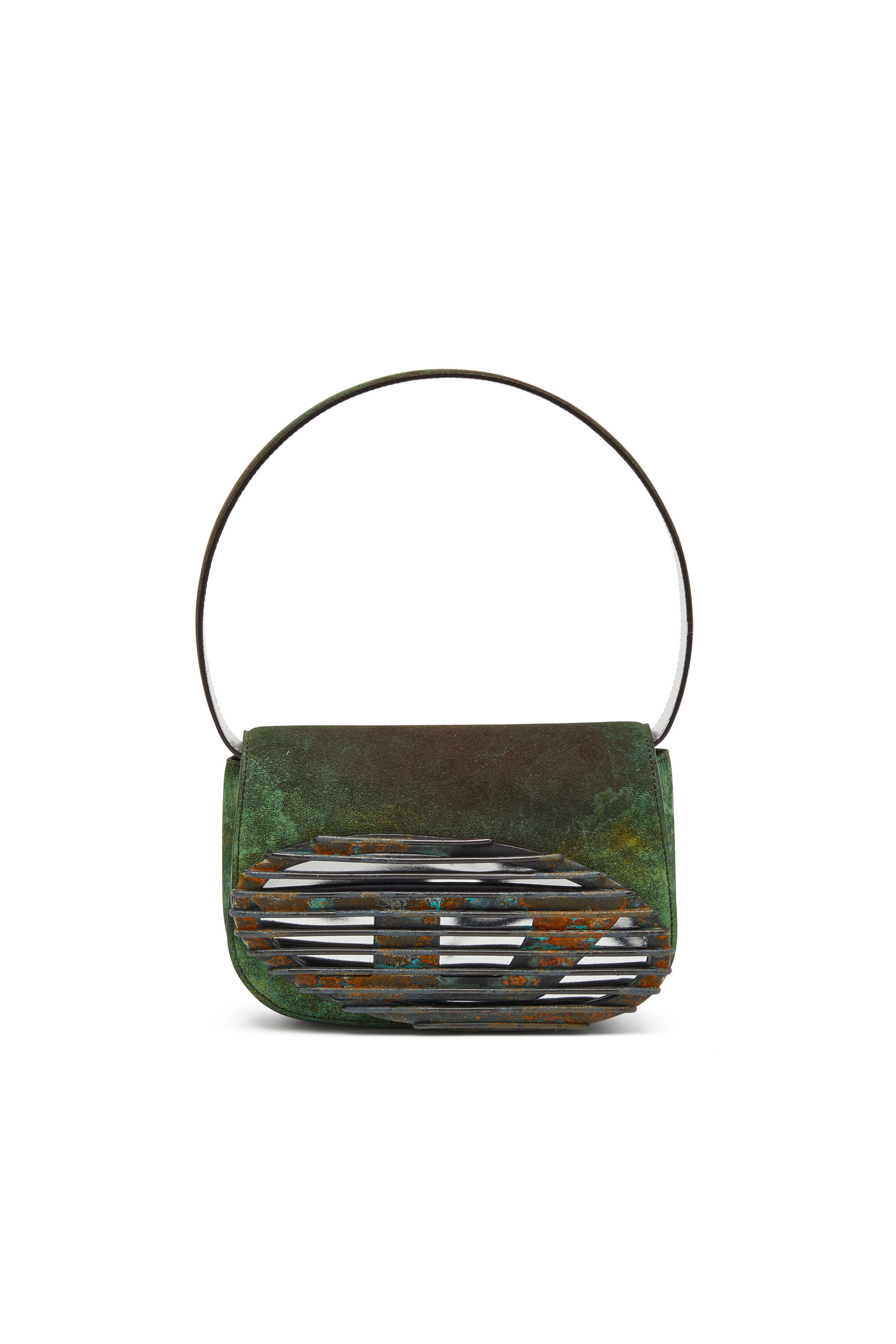 Diesel - 1DR, Woman 1DR-Iconic shoulder bag in oxidised leather in Green - Image 1