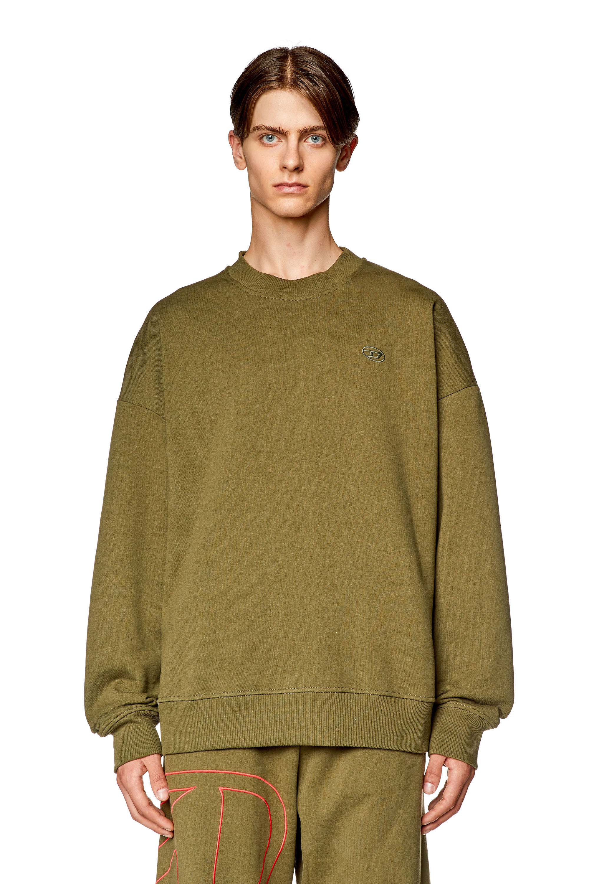 Diesel - S-ROB-MEGOVAL-D, Man Sweatshirt with logo embroidery in Green - Image 4