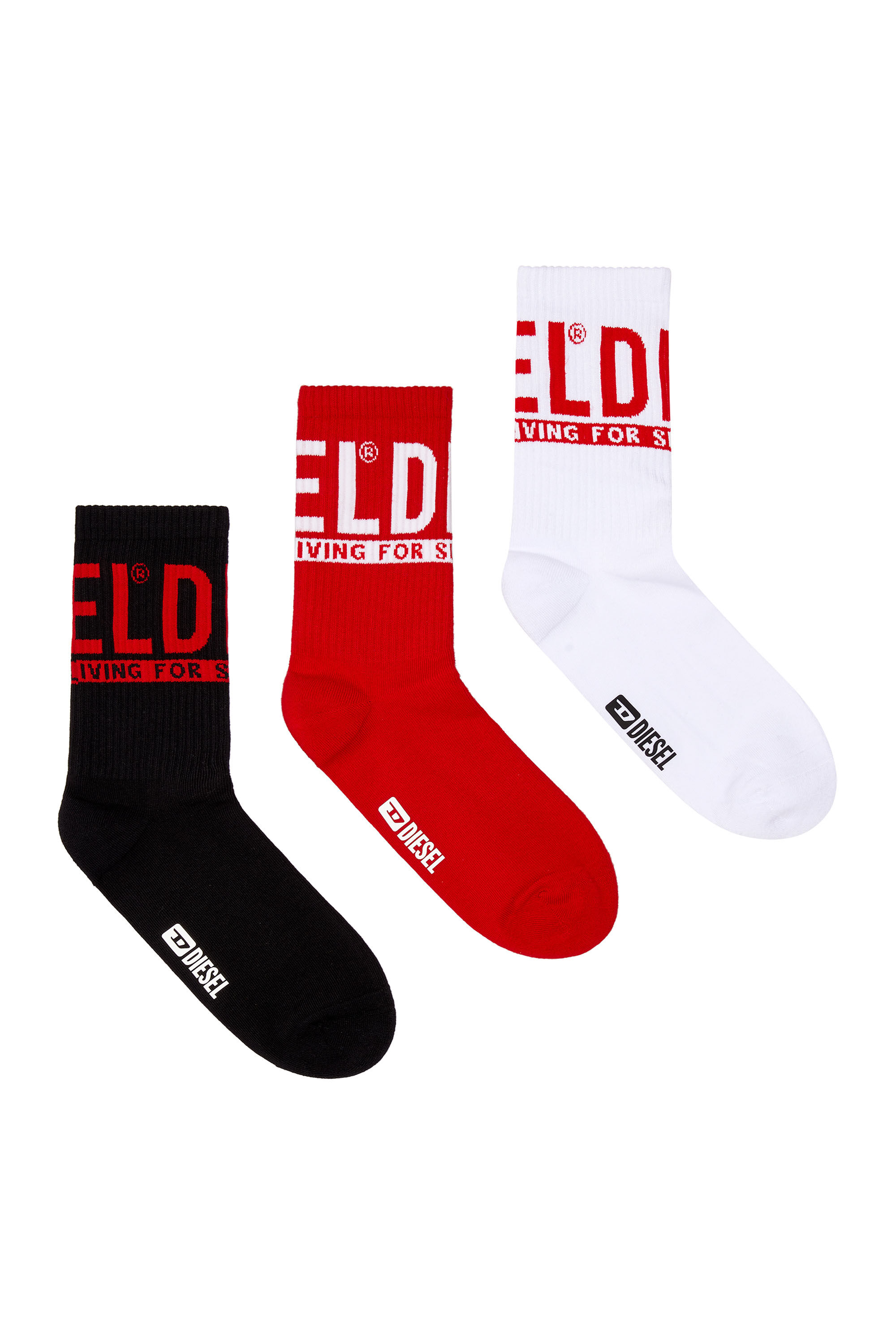 Diesel - SKM-RAY-THREEPACK, Man Three-pack of socks with logo lettering in Multicolor - Image 1