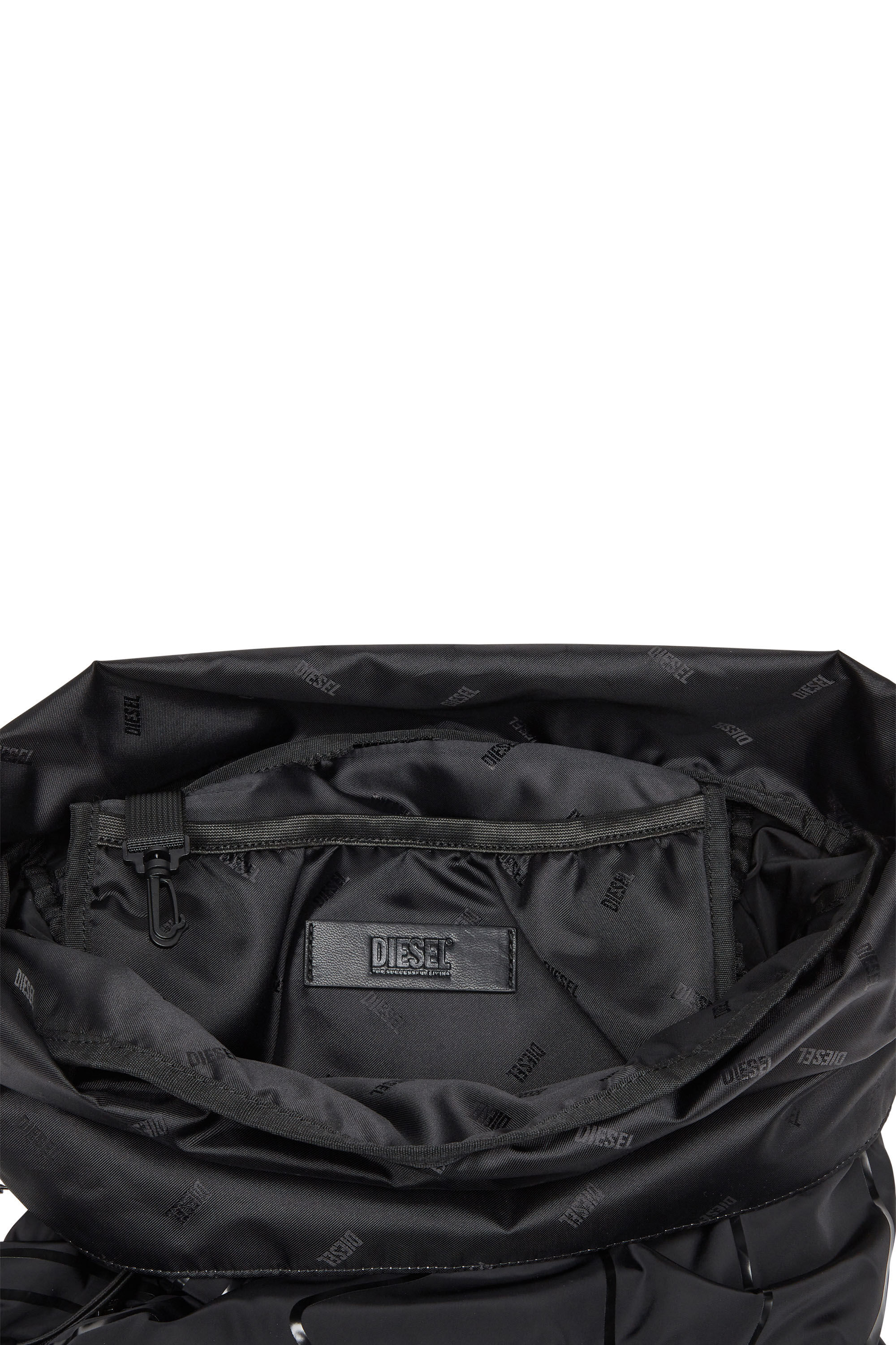 Diesel - DRAPE BACKPACK, Man Drape-Nylon roll-top backpack in Black - Image 2