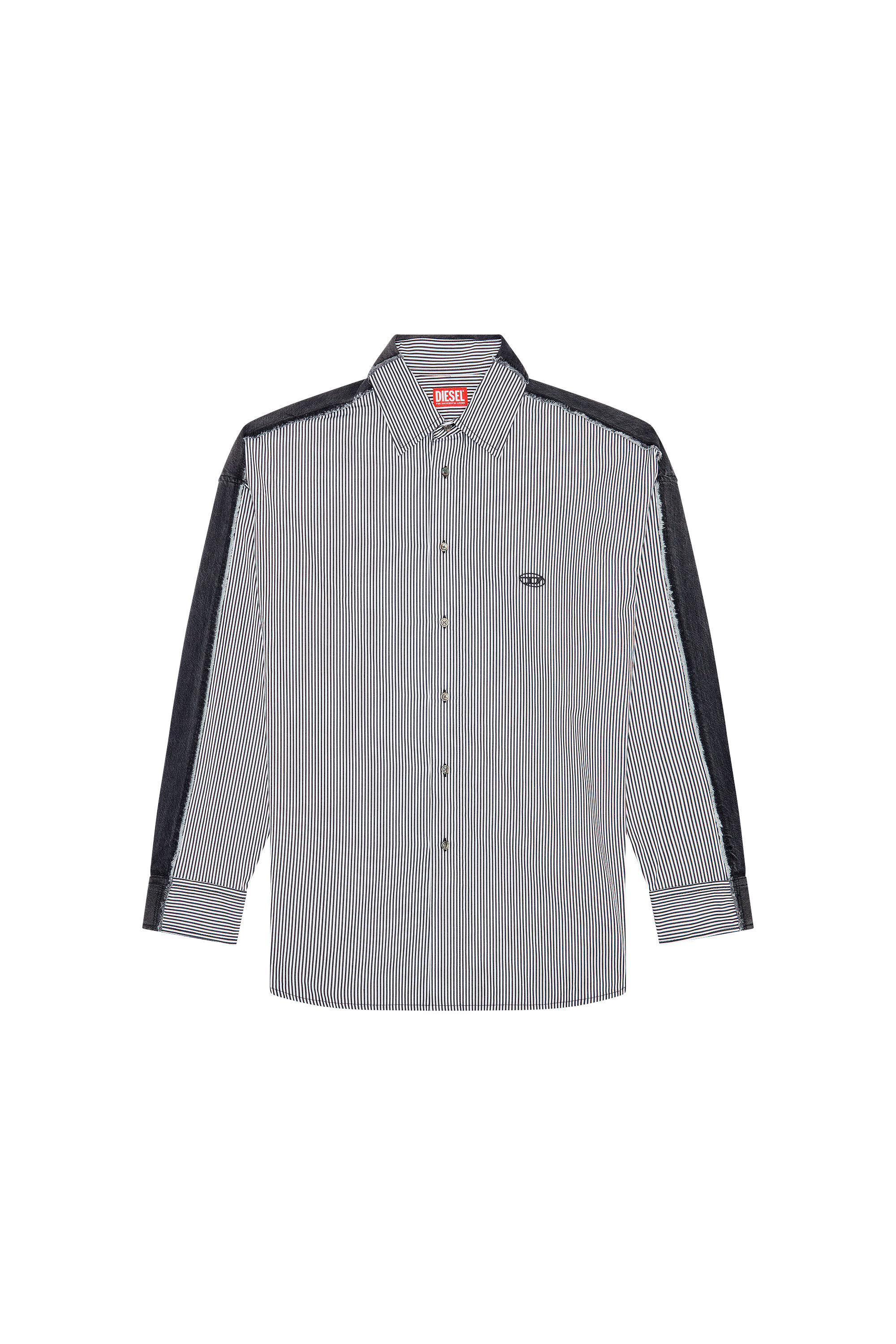 Diesel - S-WARH-STRIPE, Hombre Camisa a rayas con parte trasera en denim in Multicolor - Image 2