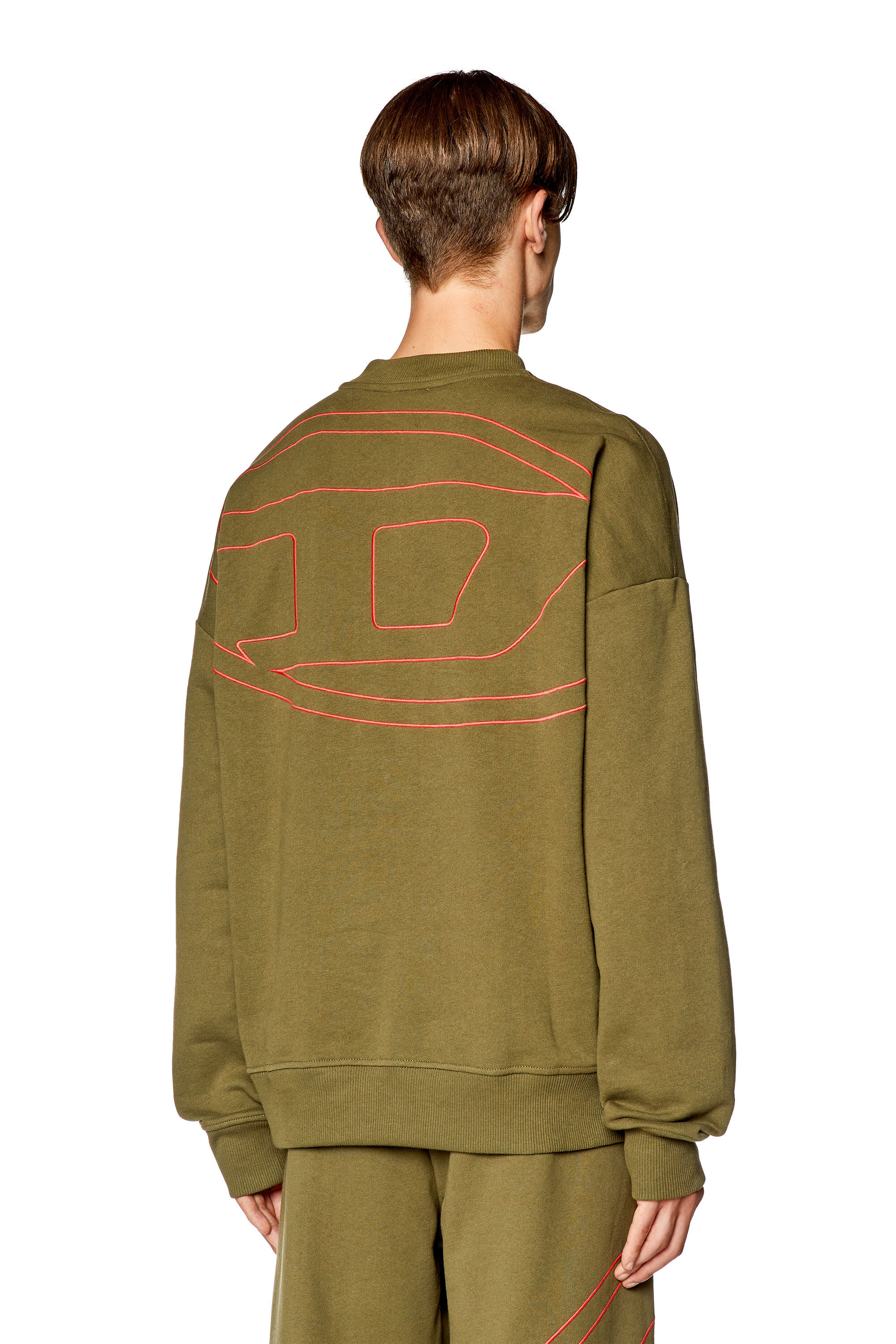 Diesel - S-ROB-MEGOVAL-D, Man Sweatshirt with logo embroidery in Green - Image 3