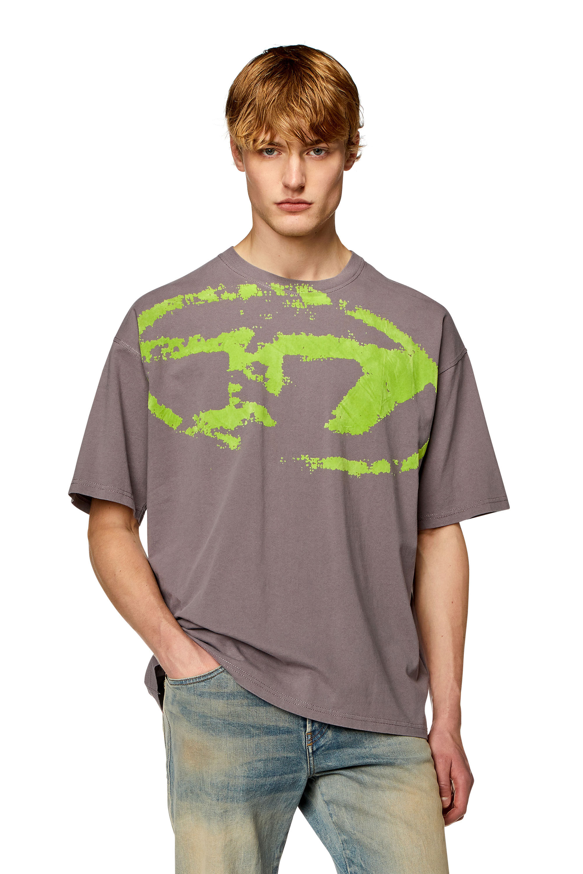 Diesel - T-BOXT-N14, Hombre Camiseta con logotipo desgastado en relieve in Gris - Image 3
