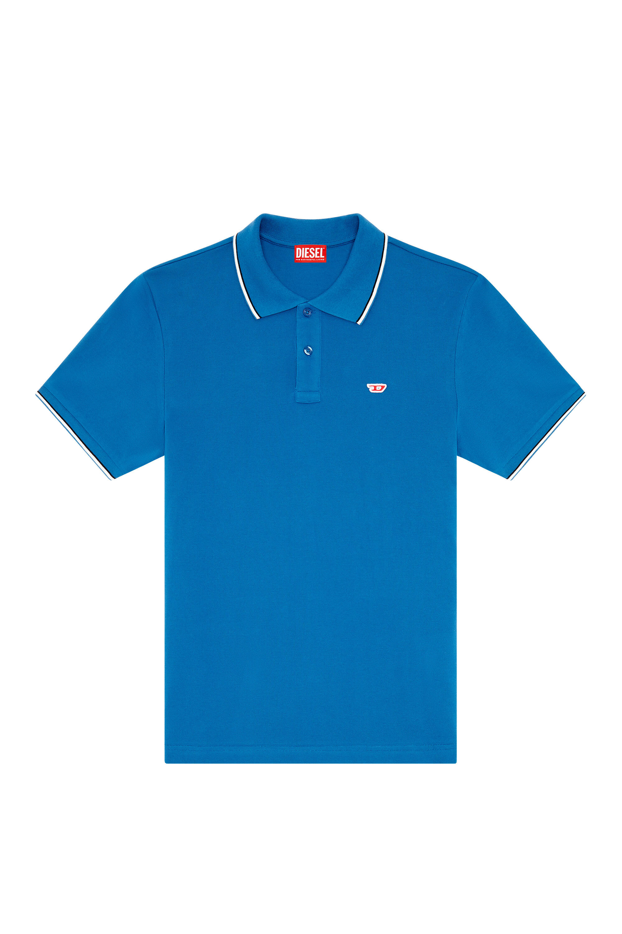 Diesel - T-SMITH-D, Man Polo shirt with striped trims in Blue - Image 2