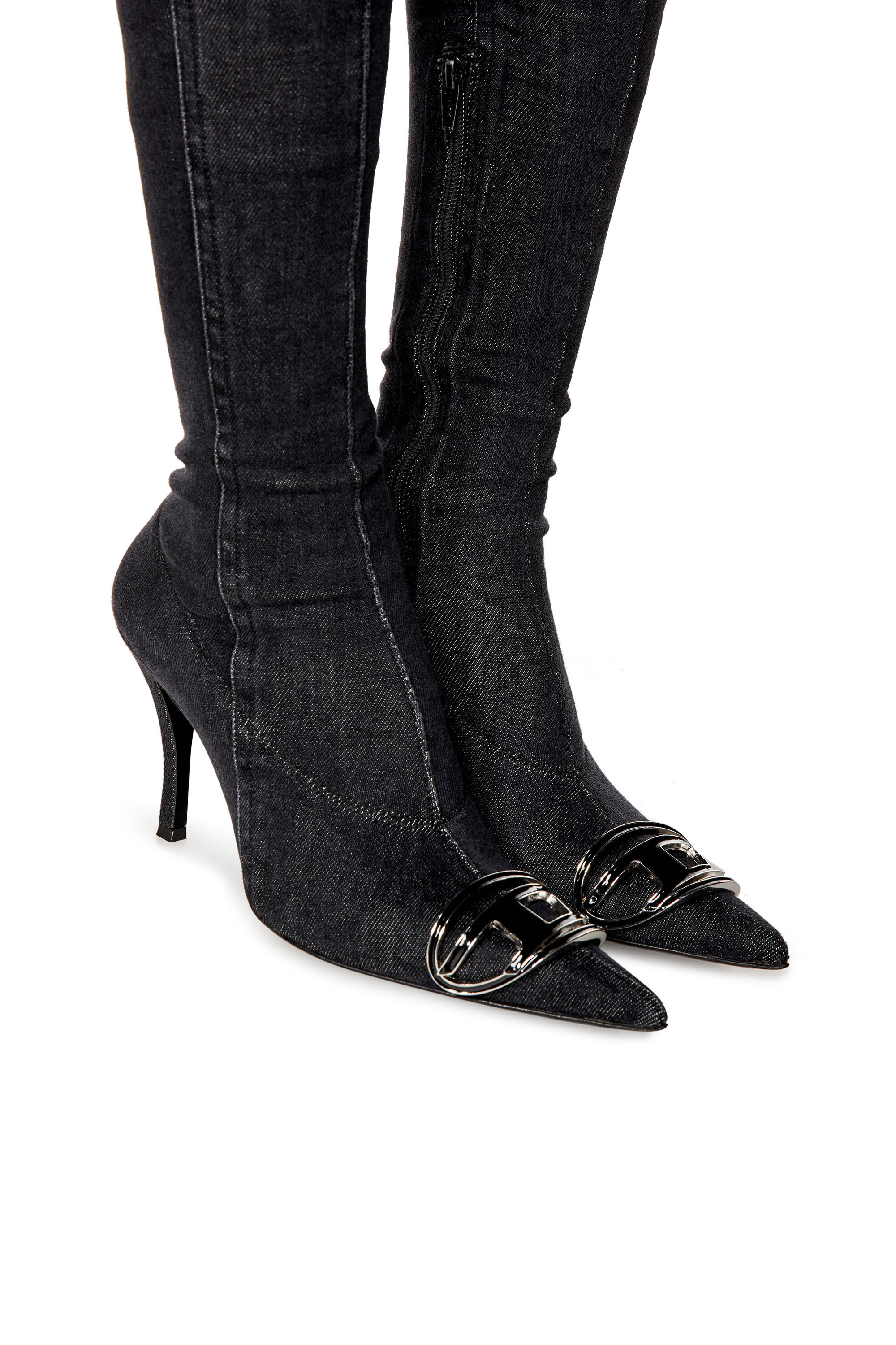 Diesel - D-VENUS TBT D, Woman D-Venus Tbt D Boots - Over-the-knee boots in stretch denim in Black - Image 4