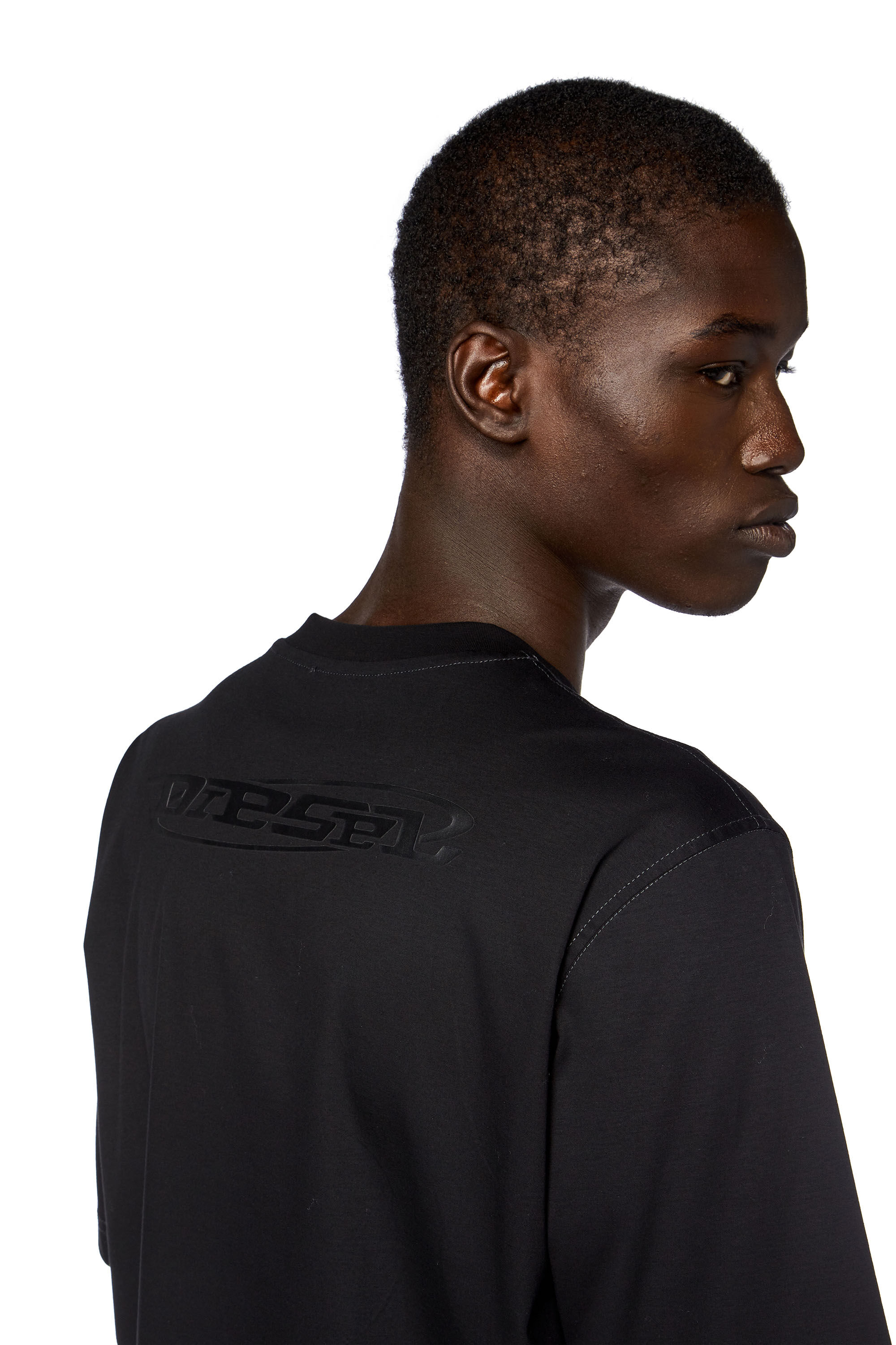 Diesel - T-MUST-SLITS-N, Man Logo-print T-shirt in mercerised cotton in Black - Image 4