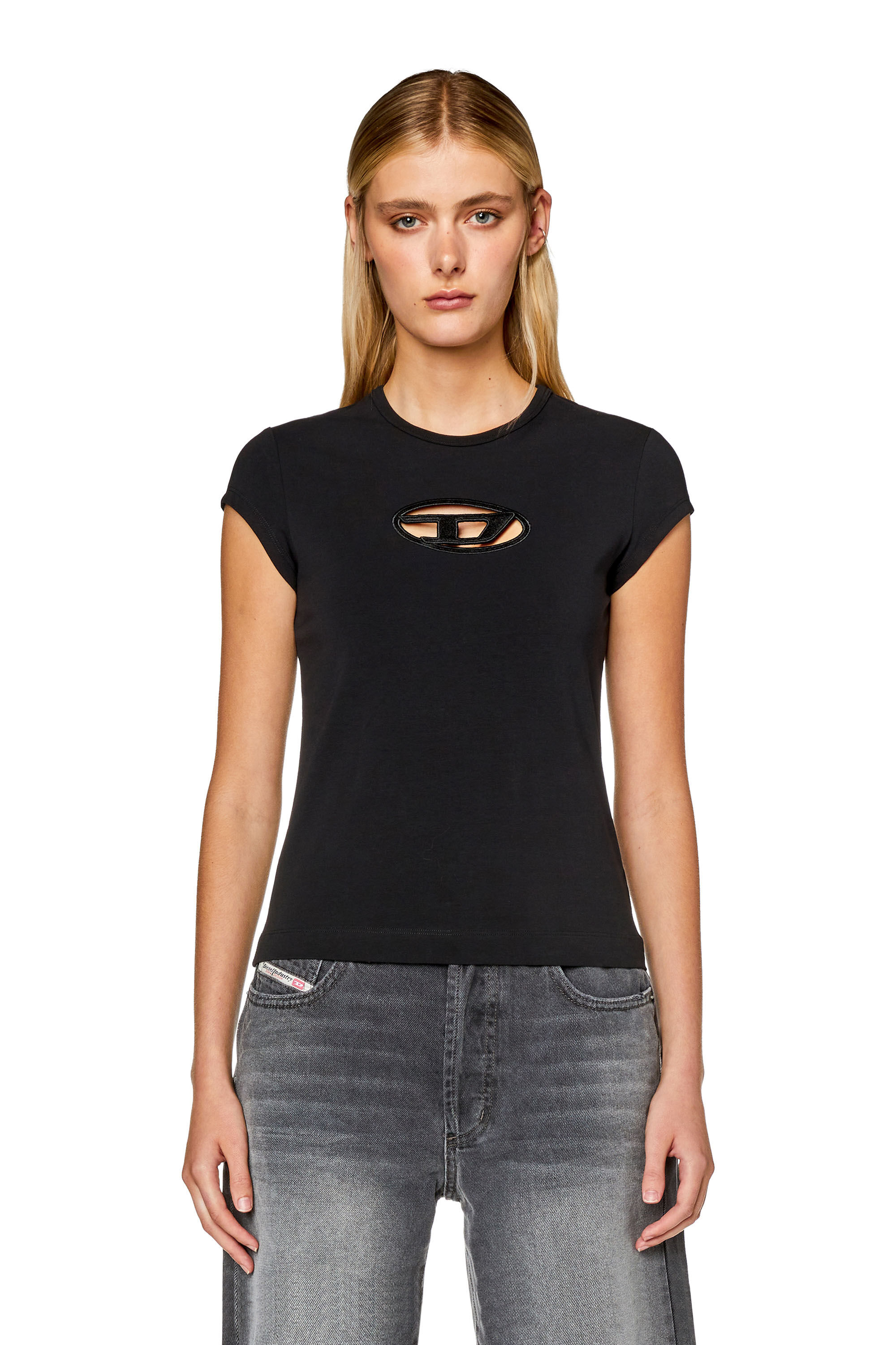 Diesel - T-ANGIE, Mujer Camiseta con logotipo cucú in Negro - Image 5