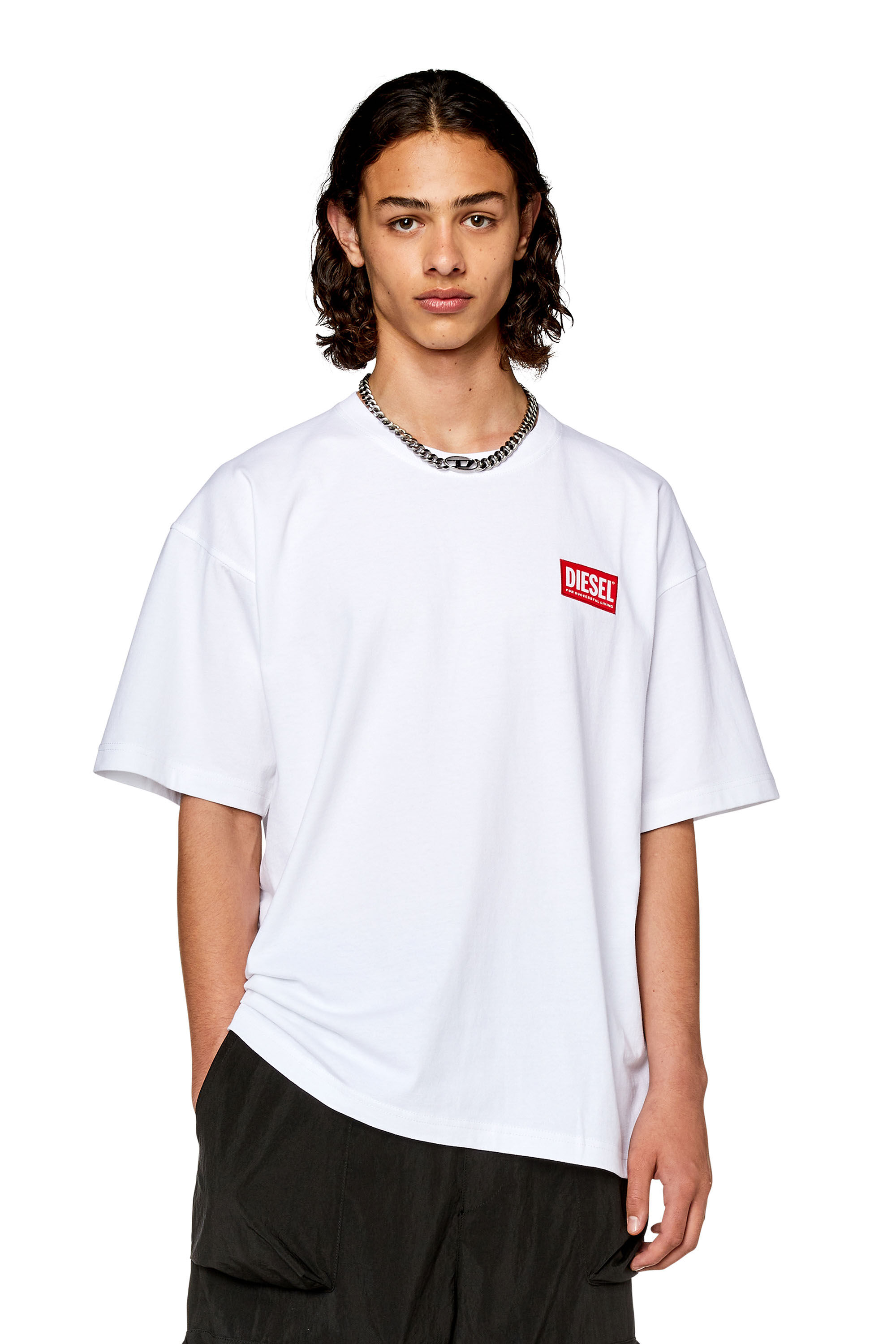 Diesel - T-NLABEL-L1, Man T-shirt with logo patch in White - Image 3