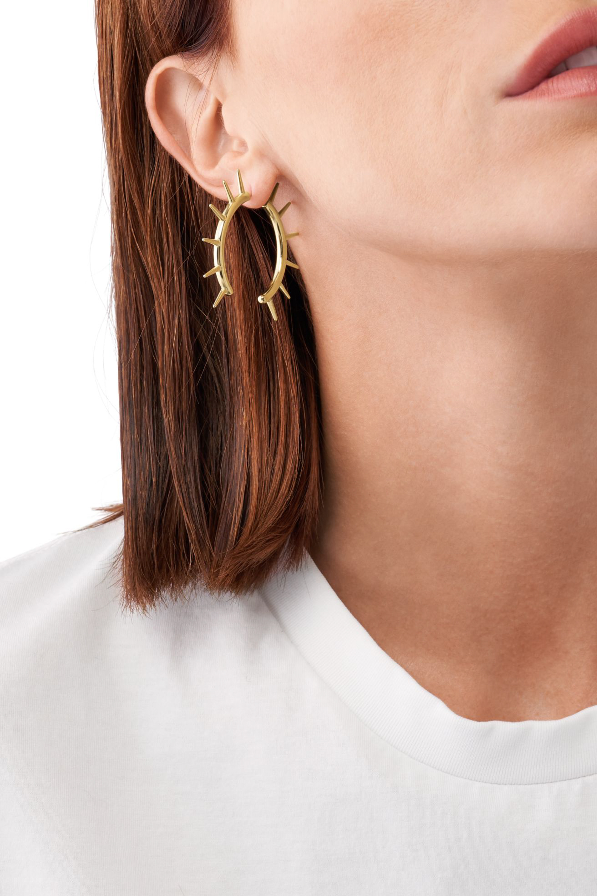 Diesel - DX1452710, Unisex Gold-Tone Stainless Steel Front to Back Earrings in Oro - Image 3