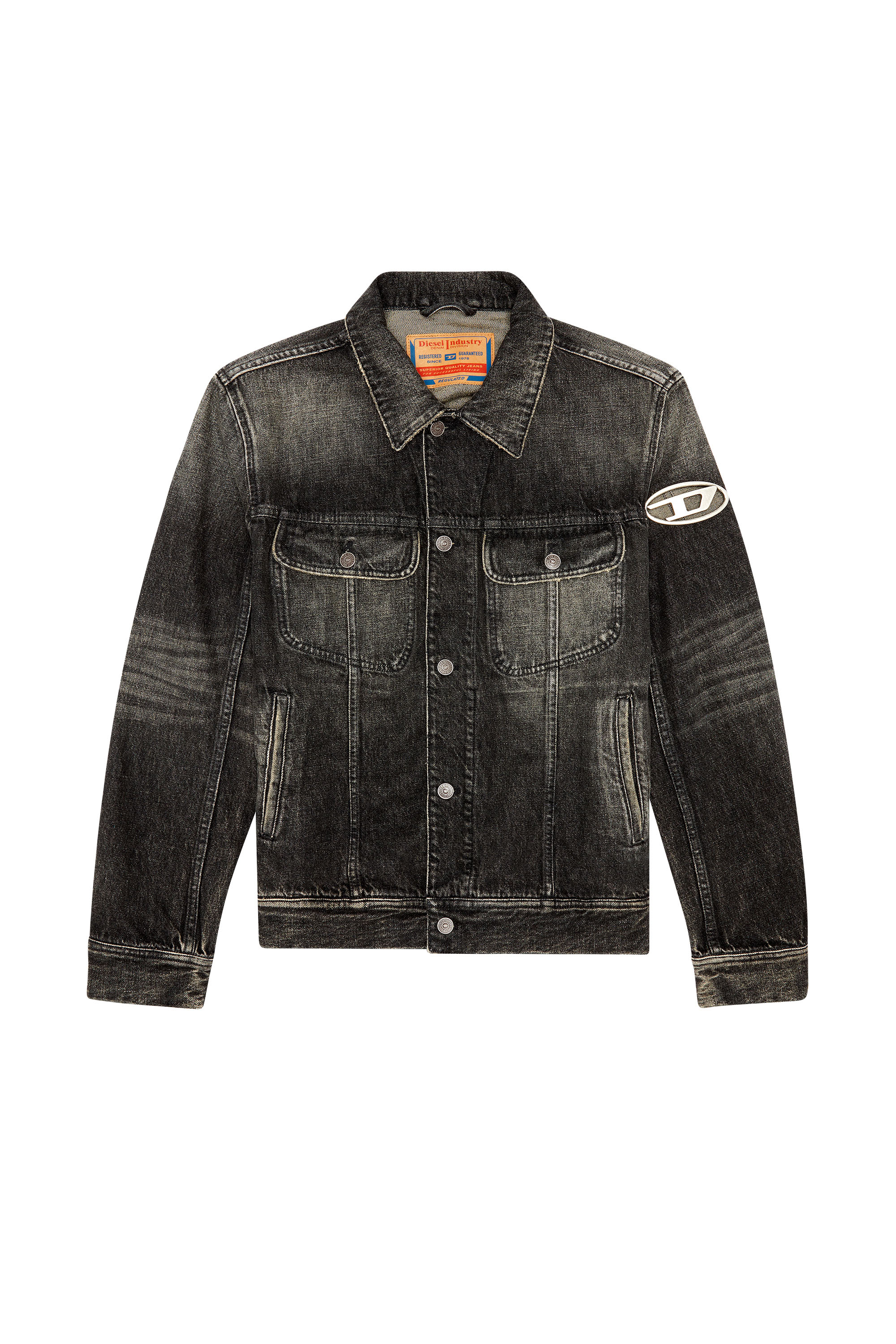 Diesel - D-BARCY-S2, Man Regular-fit trucker jacket with cut-out logo in Black - Image 6