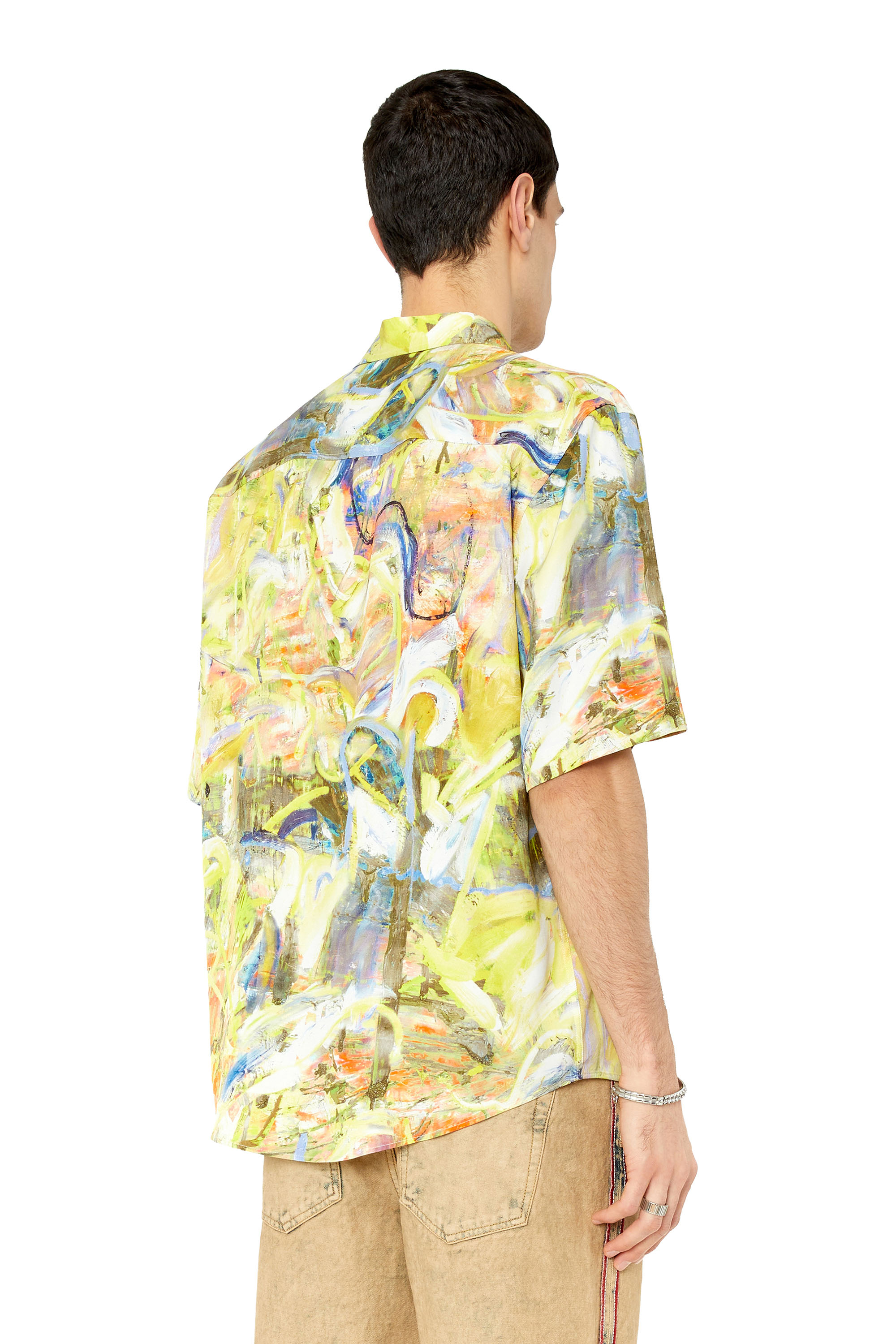Diesel - S-UMBE-SSL-PRINT, Man Short sleeve shirt in printed twill in Multicolor - Image 3