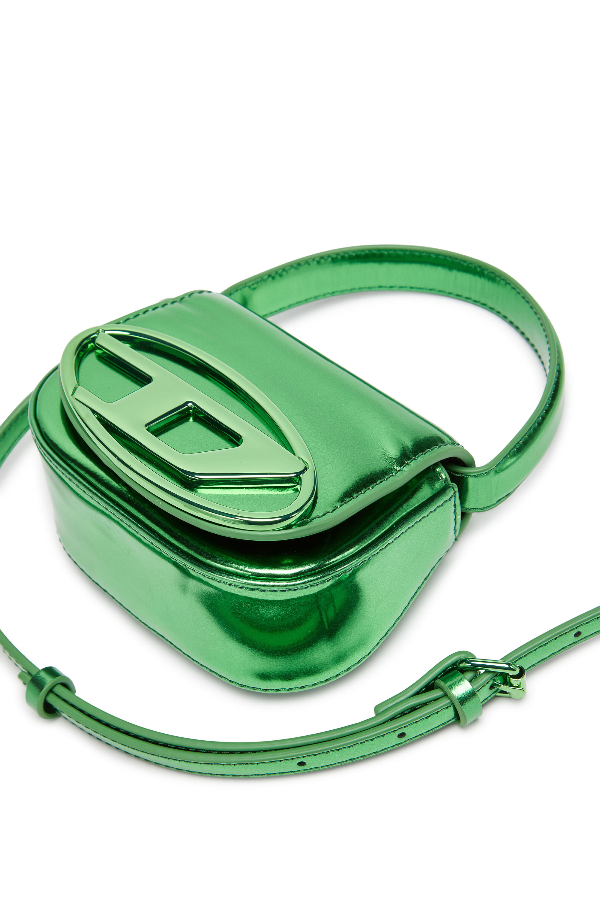Diesel - 1DR-XS-S, Woman 1DR-XS-S-Iconic mini bag in mirrored leather in Green - Image 5