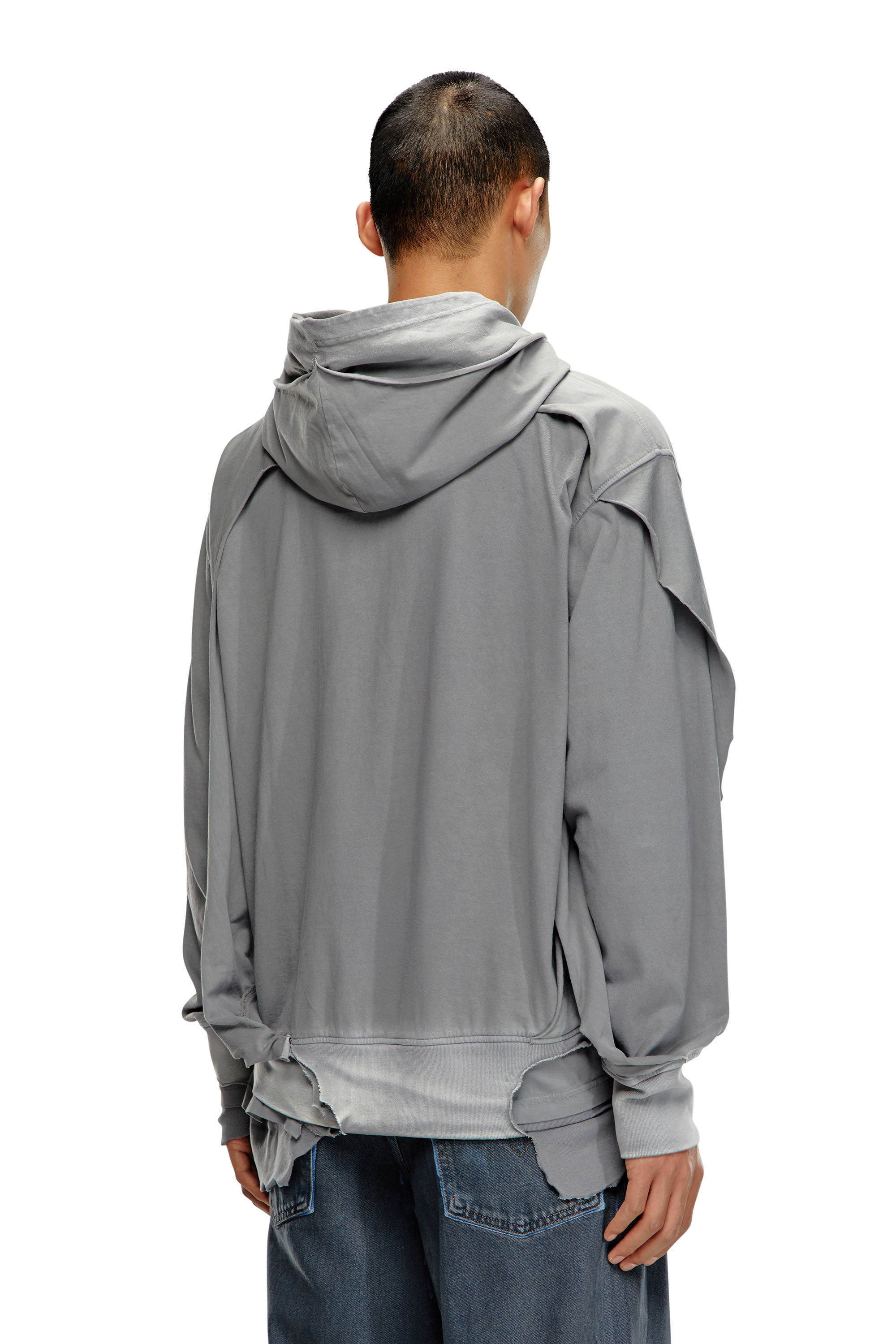 Diesel - S-STRAHOOP-N1, Man Hoodie with destroyed peel-off effect in Grey - Image 3