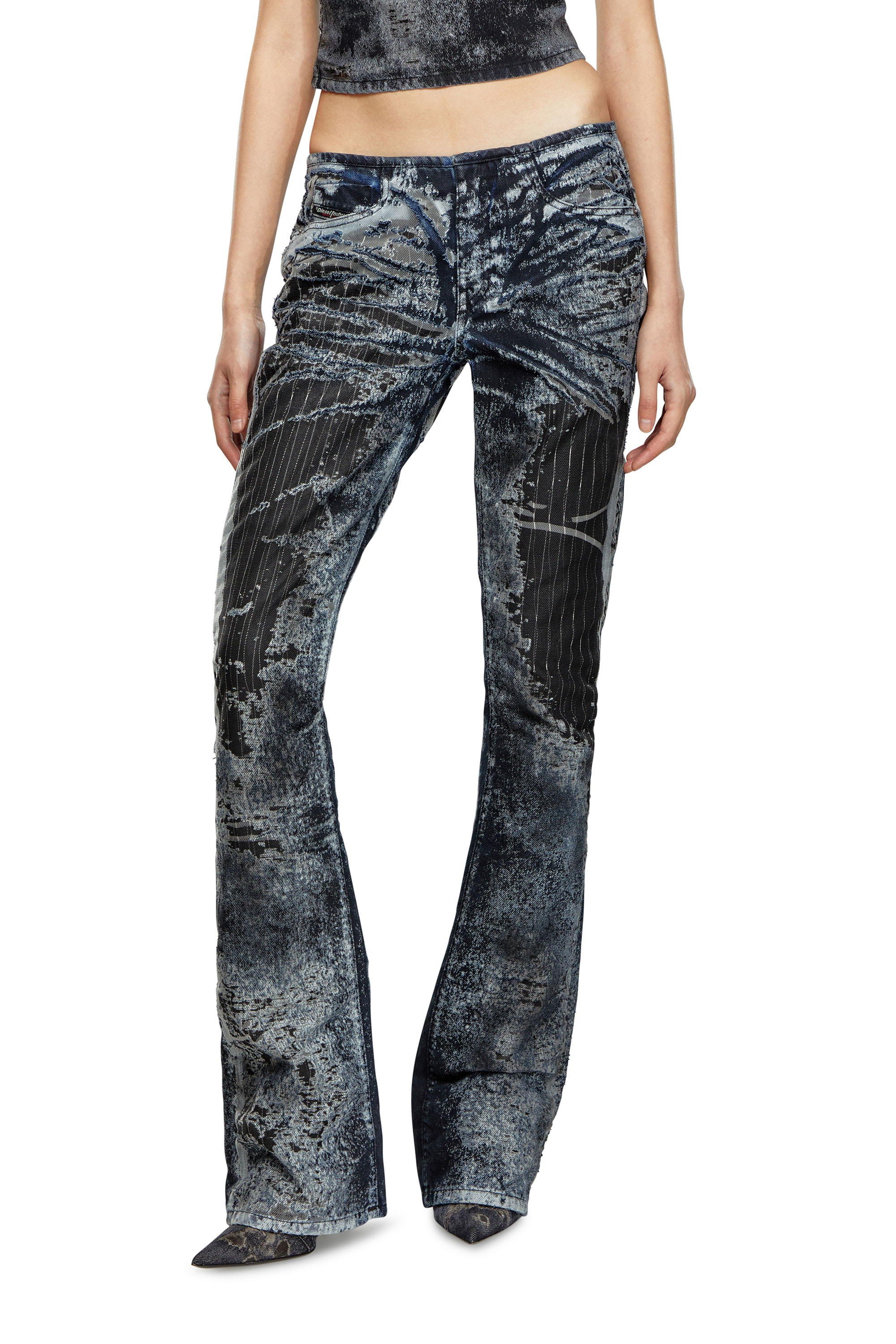 Diesel - Woman Bootcut Jeans D-Shark 068MU, Blue/Black - Image 2