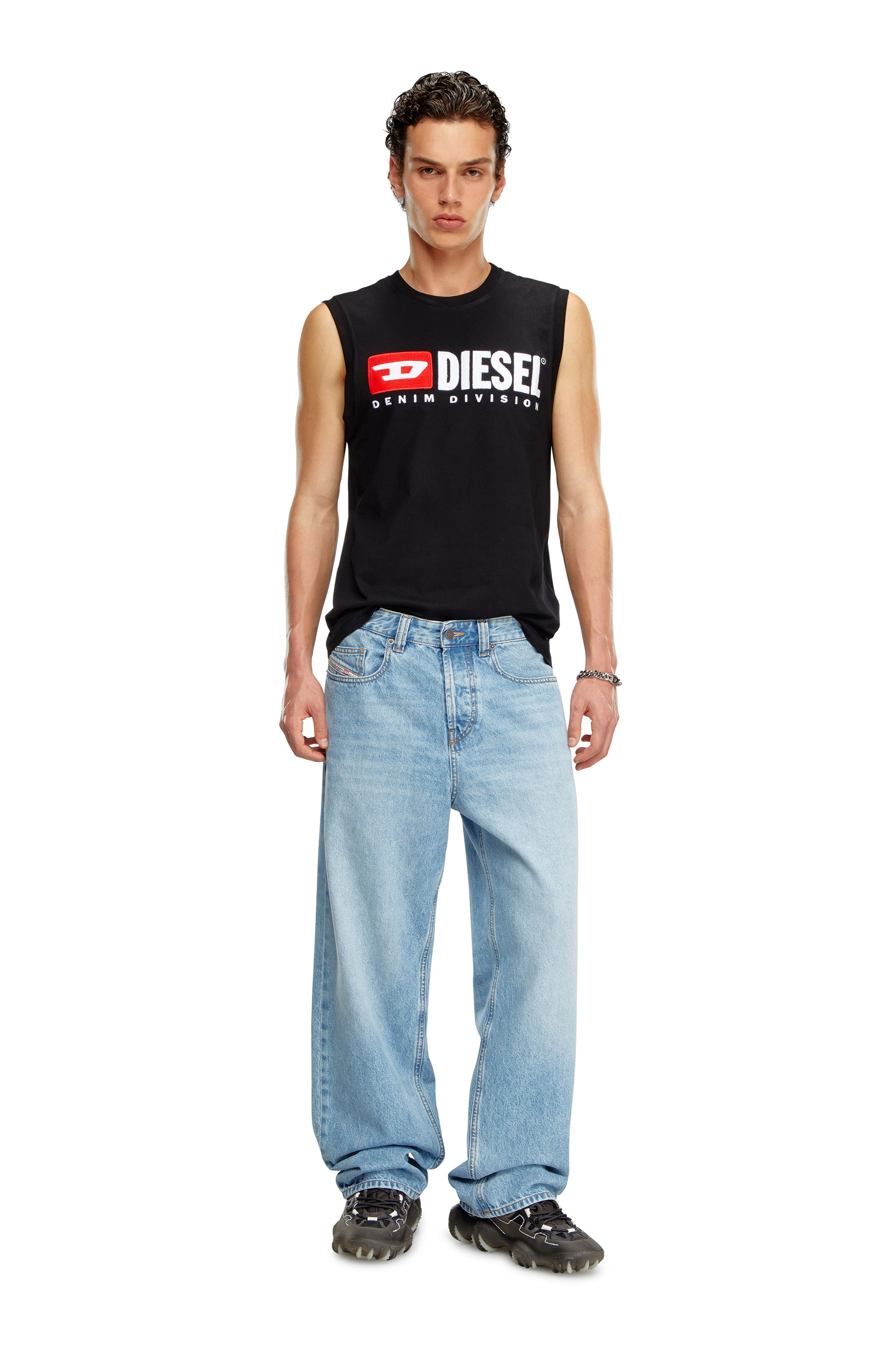 Diesel - T-ISCO-DIV, Man Tank top with chest logo print in Black - Image 4
