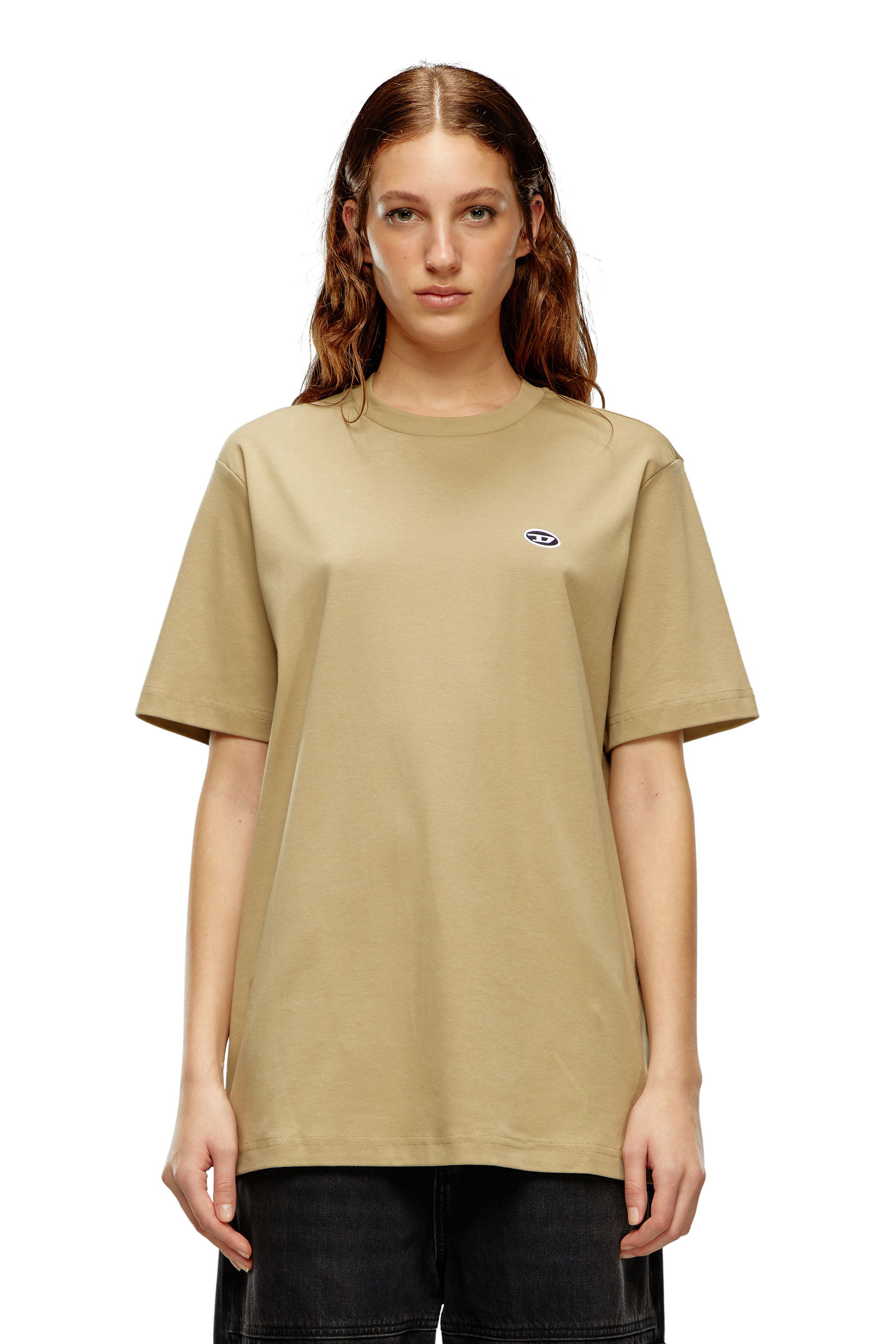 Diesel - T-JUST-DOVAL-PJ, Man T-shirt with oval D patch in Brown - Image 4