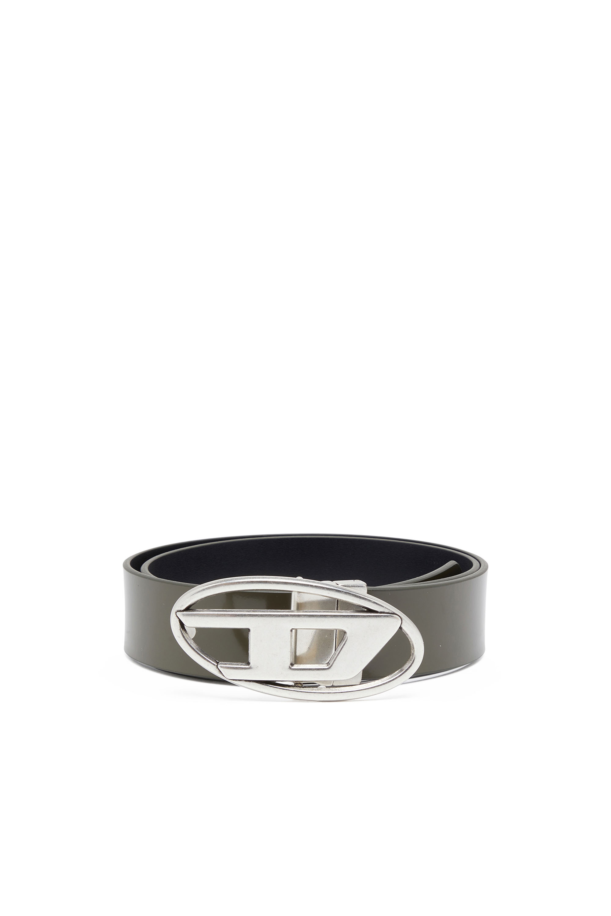 Diesel - B-1DR REV II, Man Reversible belt in matte and shiny leather in Green - Image 2