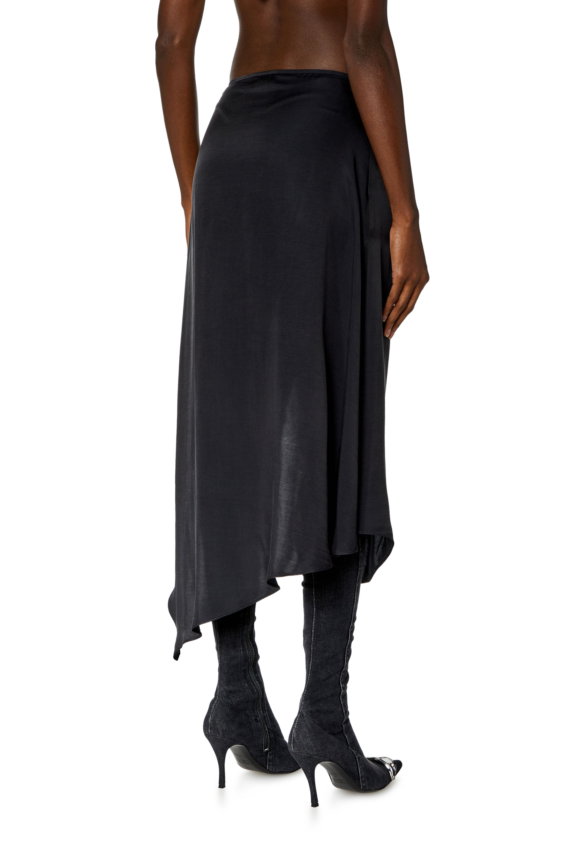 Diesel - O-STENT-N1, Mujer Falda midi asimétrica de satén in Gris - Image 3