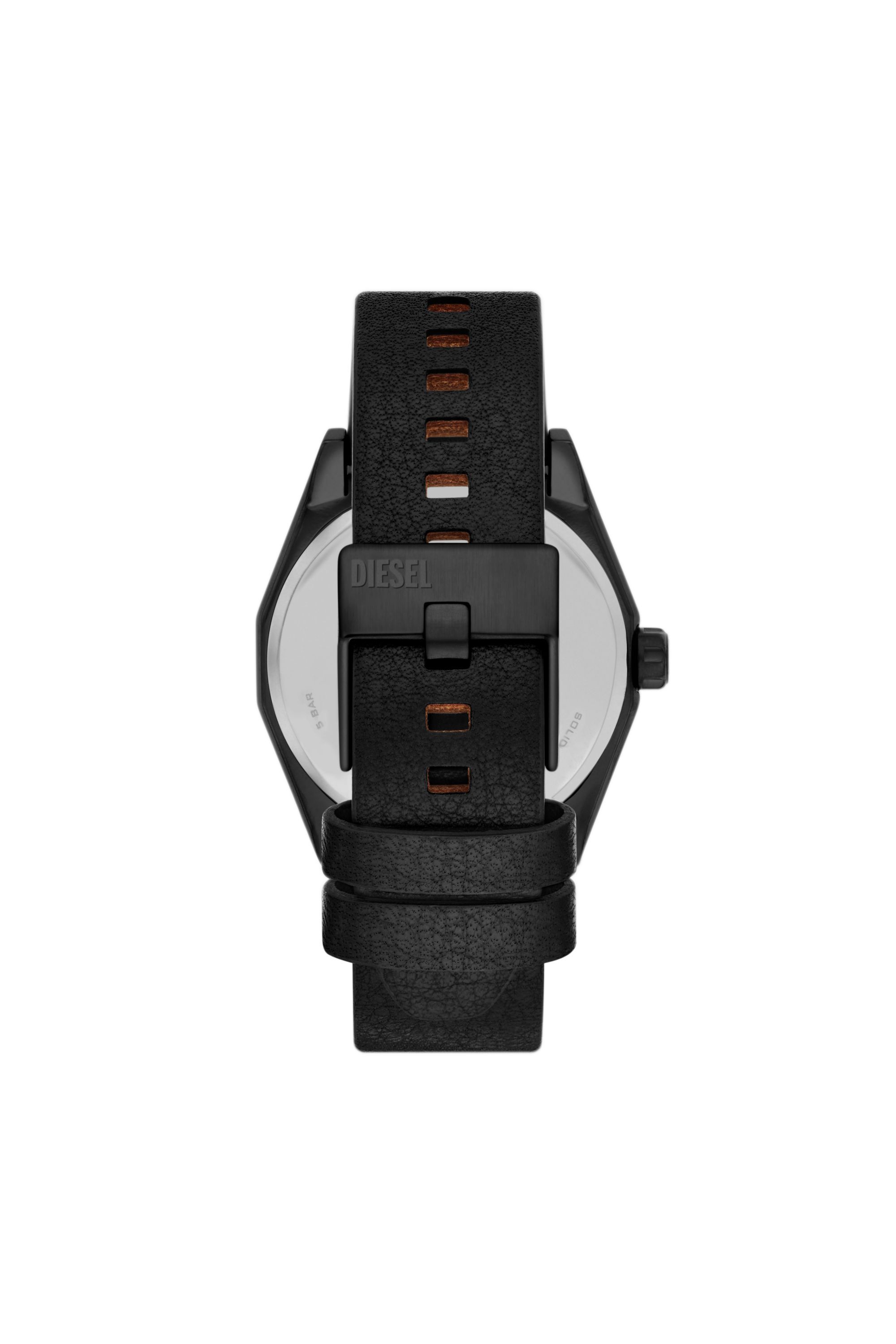 Diesel - DZ2175, Man Scraper Black Leather Watch in Black - Image 2
