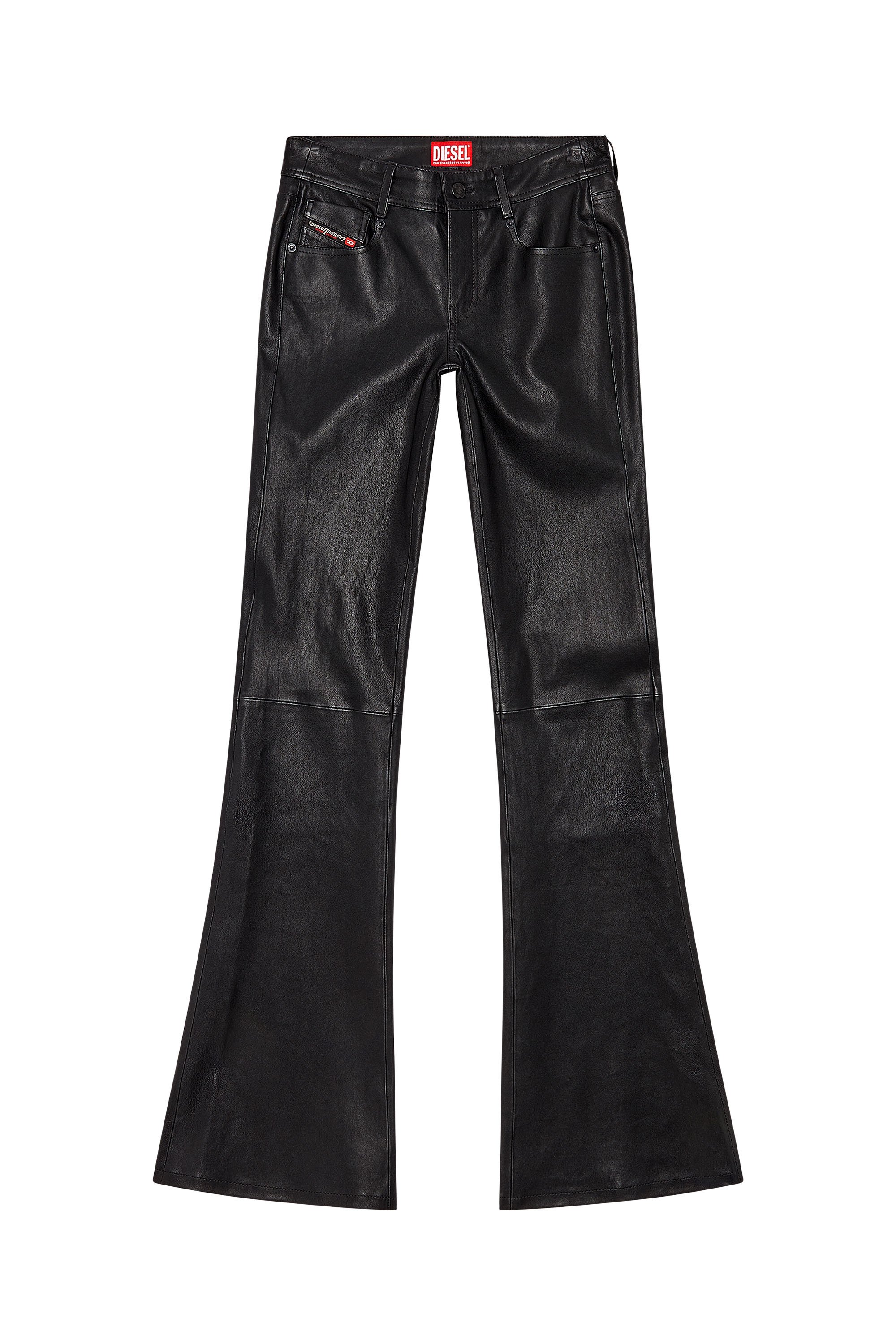 Diesel - L-STELLAR, Mujer Pantalones bootcut de cuero elástico in Negro - Image 5