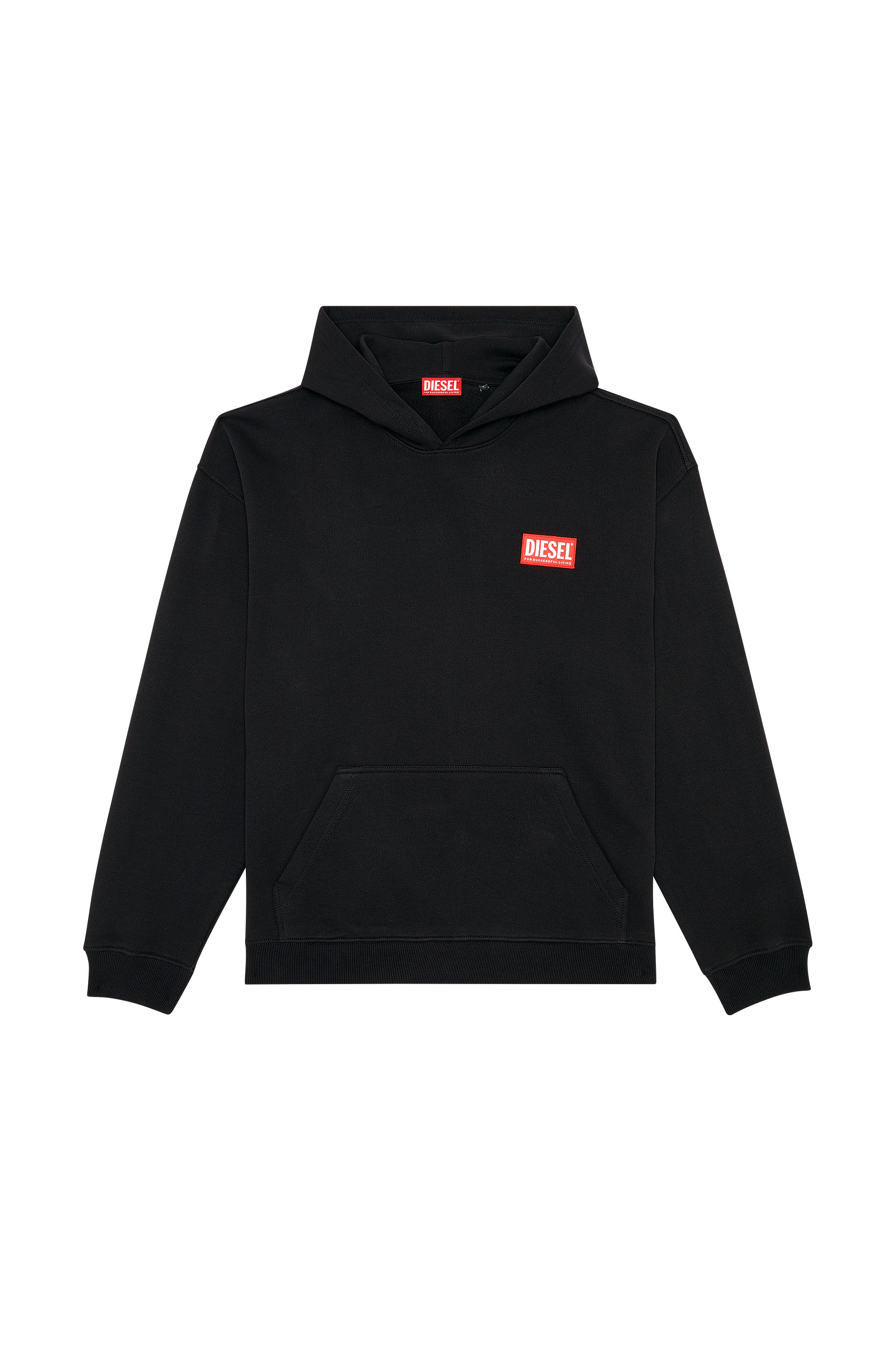 Diesel - S-NLABEL-HOOD-L1, Man Oversized hoodie with logo patch in Black - Image 4