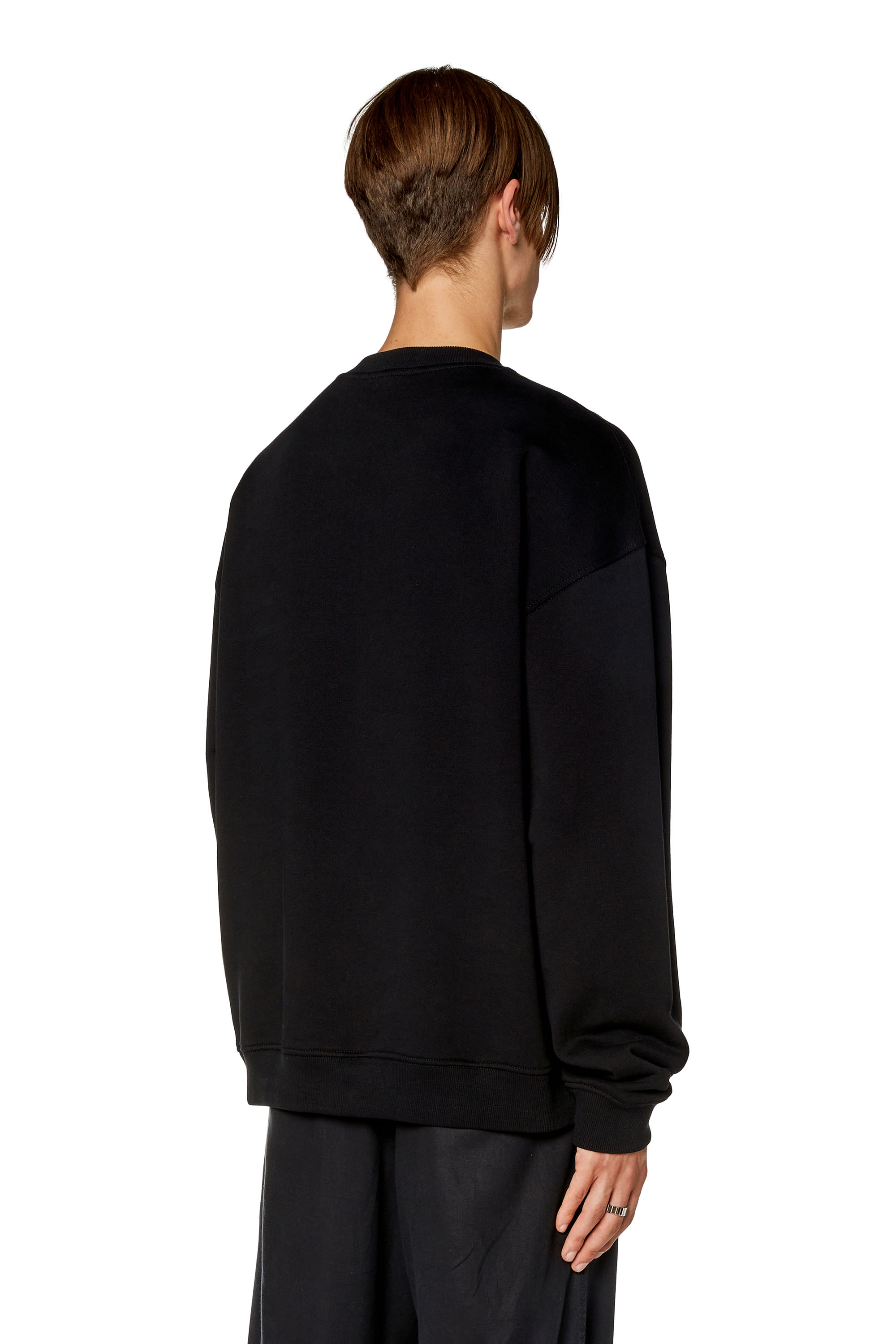 Diesel - S-NLABEL-L1, Man Oversized sweatshirt with logo patch in Black - Image 3