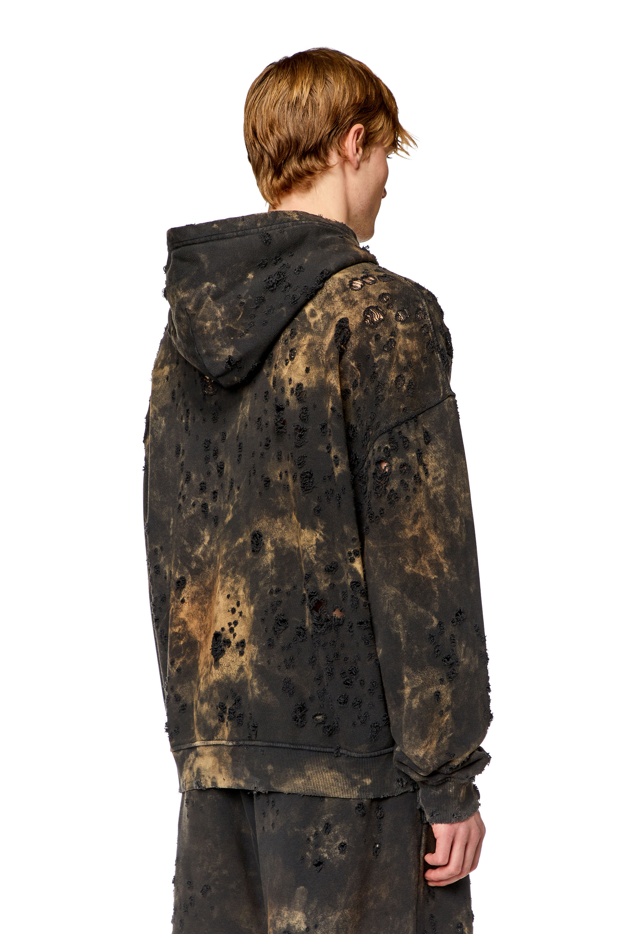 Diesel - S-BOXT-HOOD-N9, Man Destroyed hoodie with marble-effect in Multicolor - Image 3