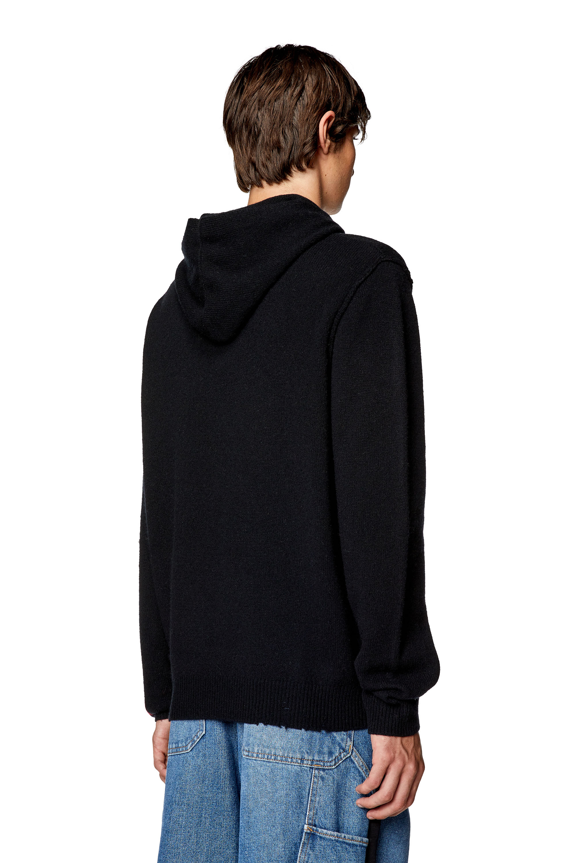 Diesel - K-TELENDO, Man Wool hoodie with cut-up logo in Black - Image 2