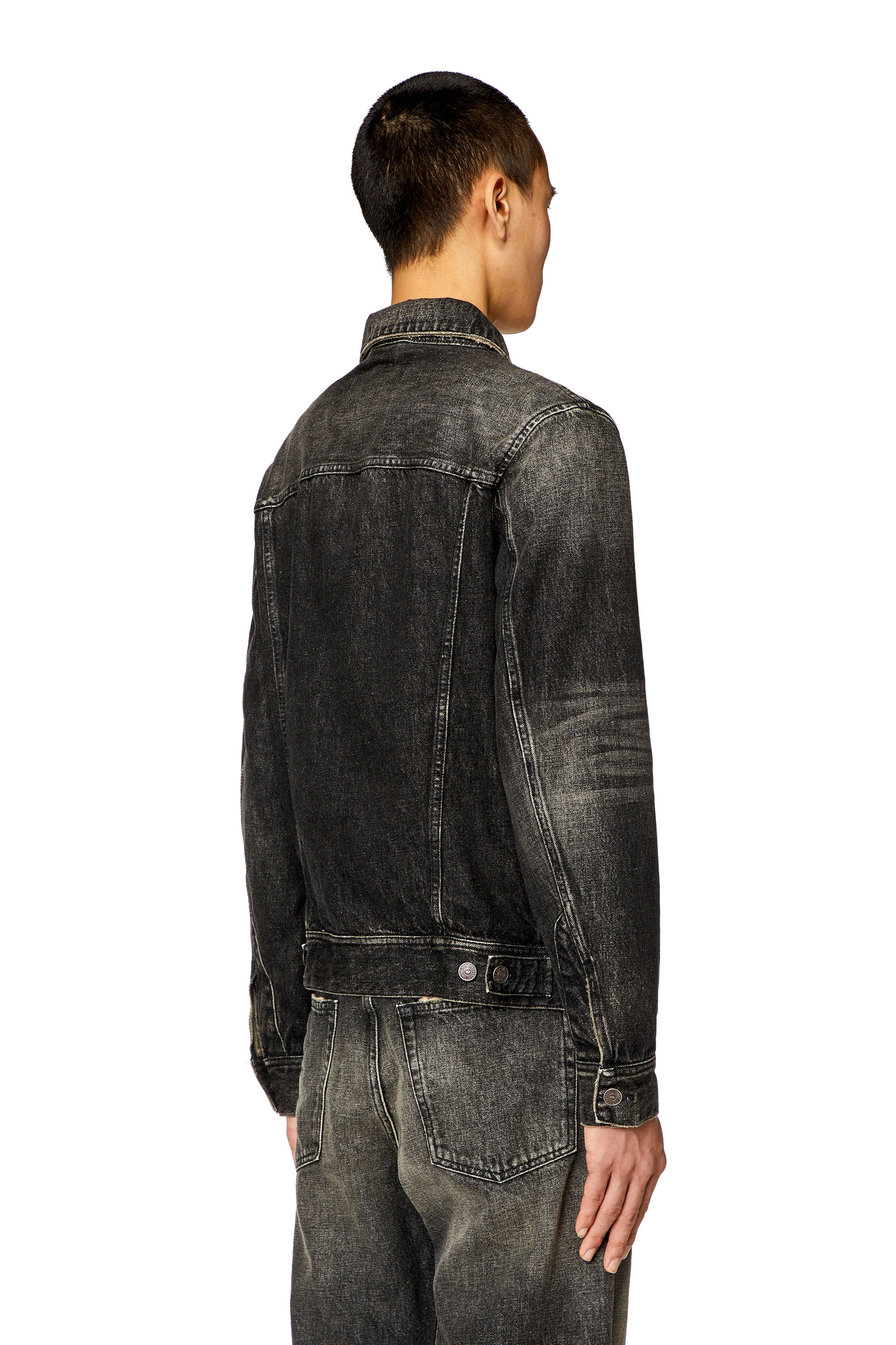Diesel - D-BARCY-S2, Man Regular-fit trucker jacket with cut-out logo in Black - Image 3