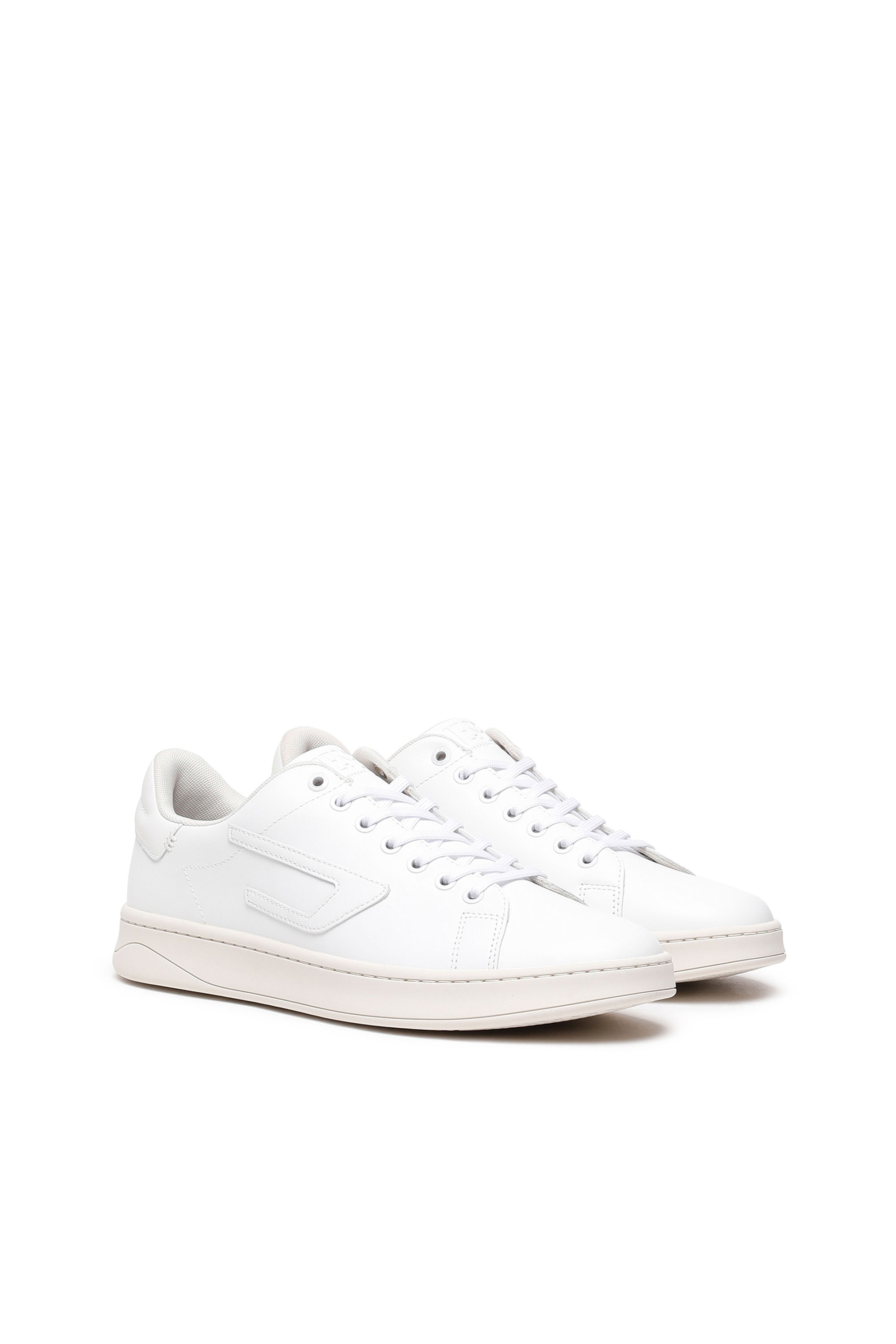 Diesel - S-ATHENE LOW, Man S-Athene Low-Low-top leather sneakers with D patch in White - Image 2