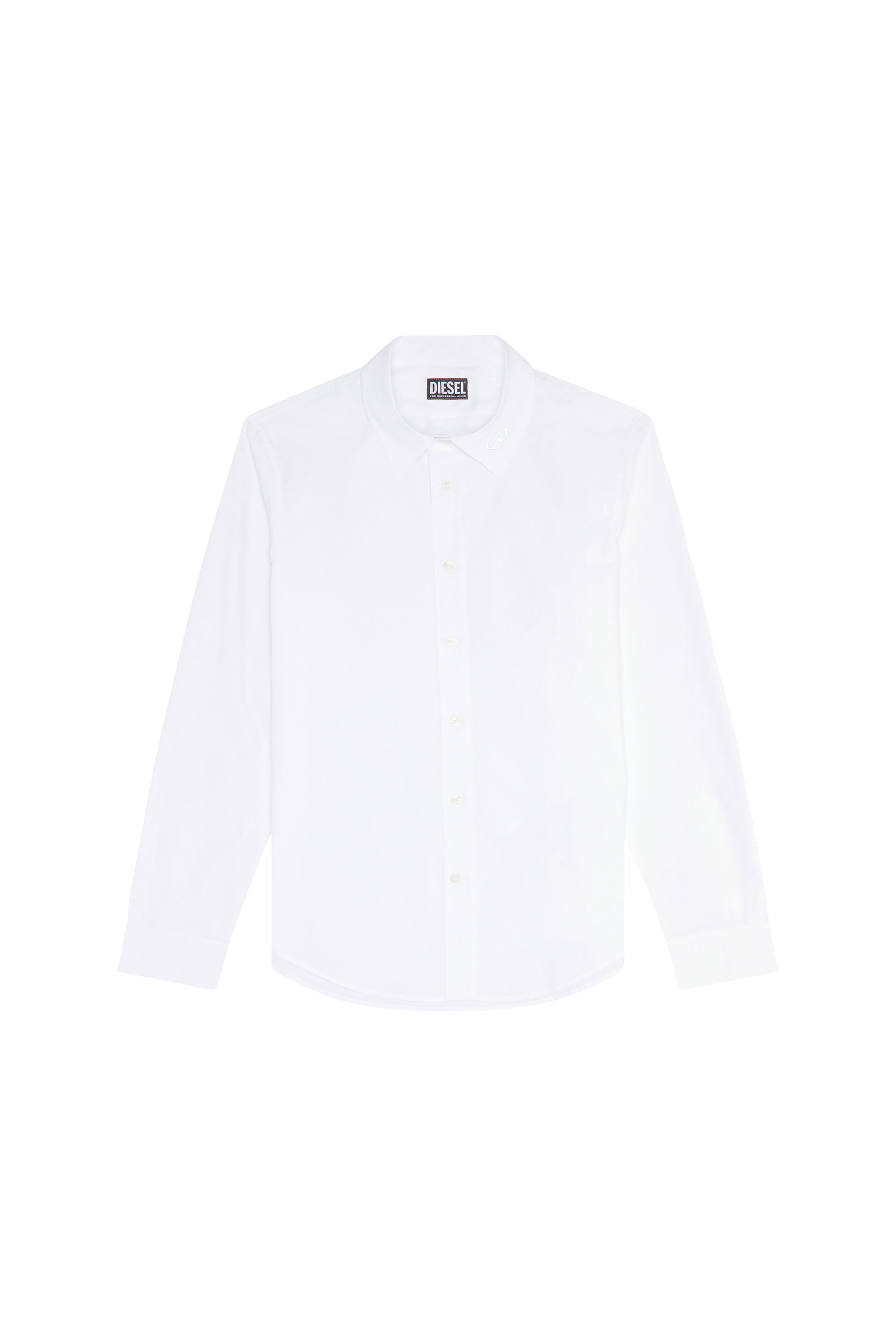 Diesel - S-BEN-CL-A, Man Cotton shirt with tonal logo embroidery in White - Image 5