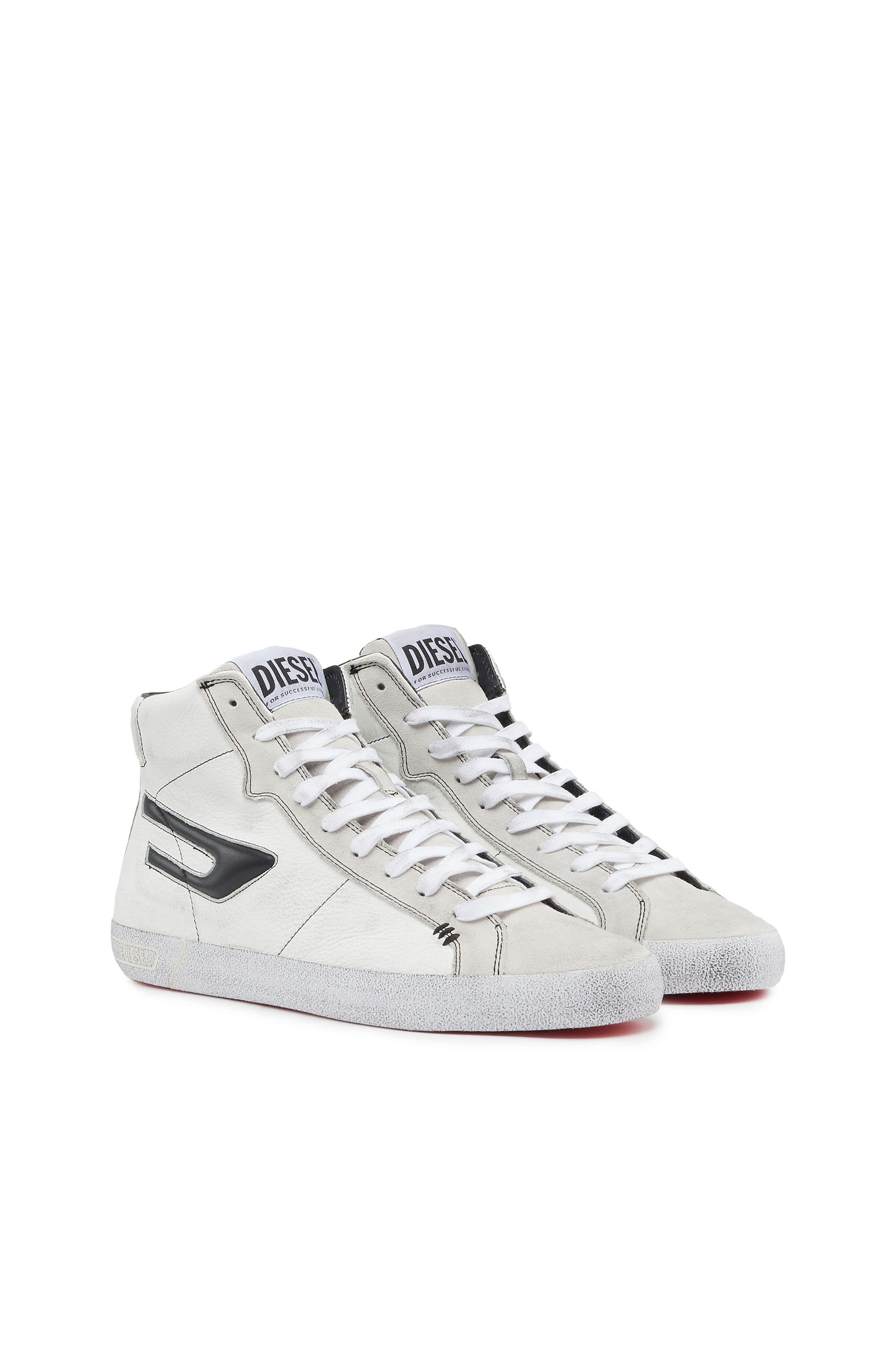 Diesel - S-LEROJI MID, Man S-Leroji Mid - High-top leather sneakers with D logo in White - Image 2