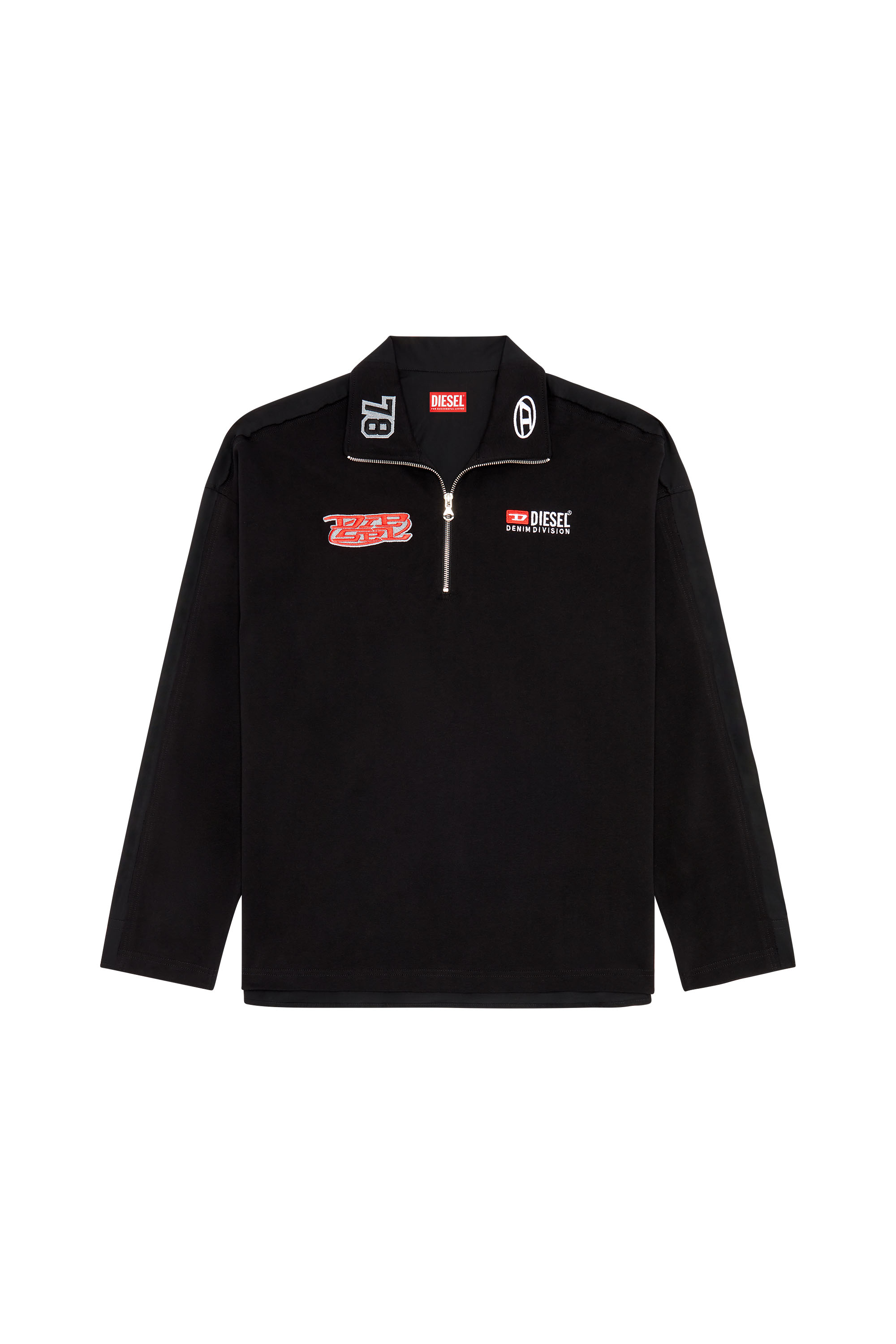 Diesel - S-GANDER-R, Man Half-zip shirt in jersey and poplin in Black - Image 4
