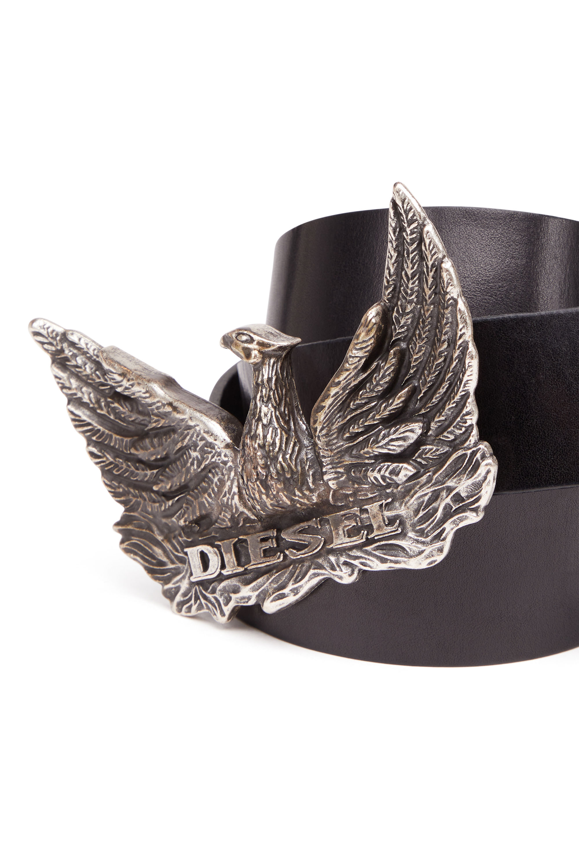 Diesel - PHOENIX BELT, Hombre Cinturón de cuero con hebilla de ave fénix in Negro - Image 3