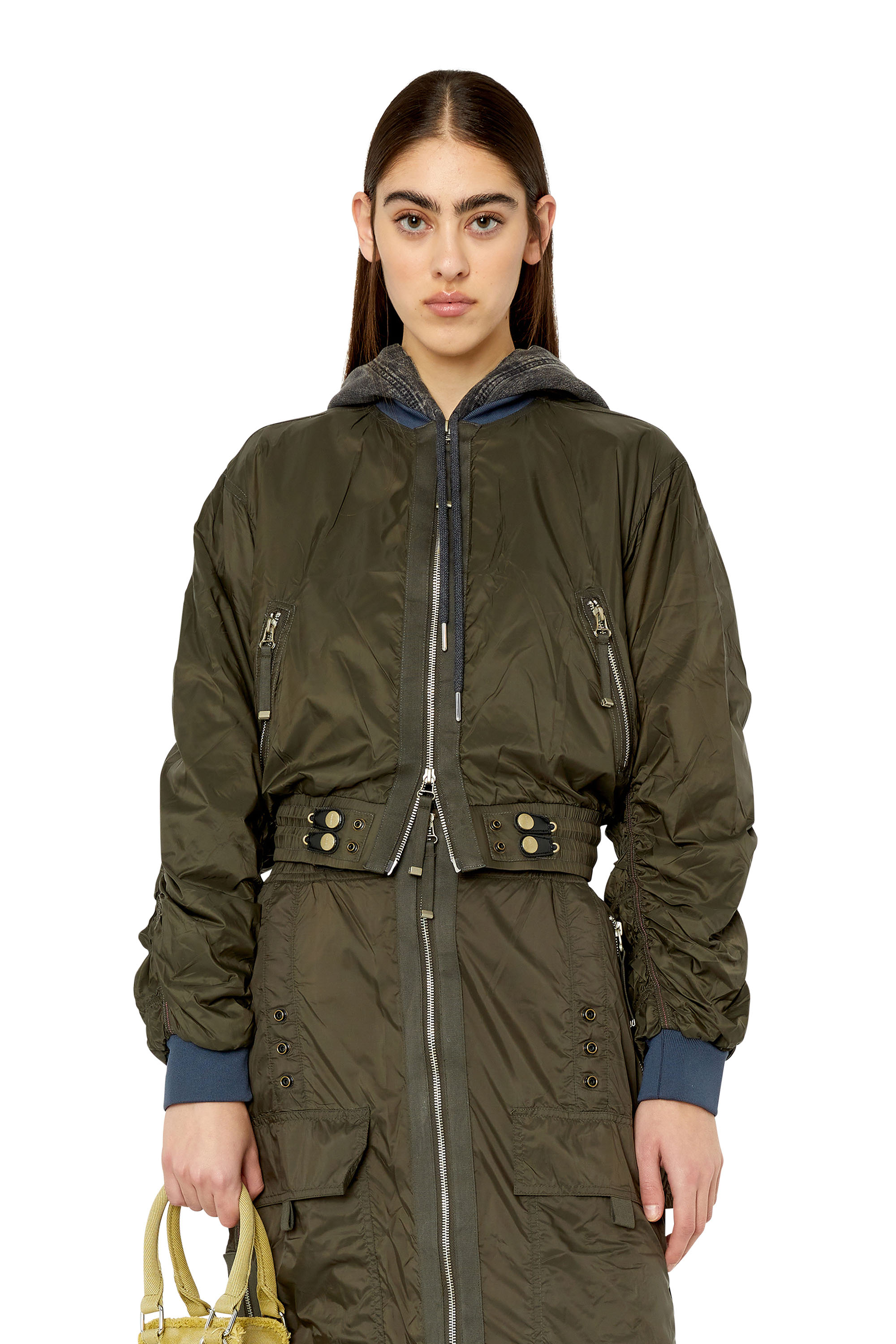 Diesel - G-NOAK, Woman Bomber jacket in light nylon in Green - Image 1