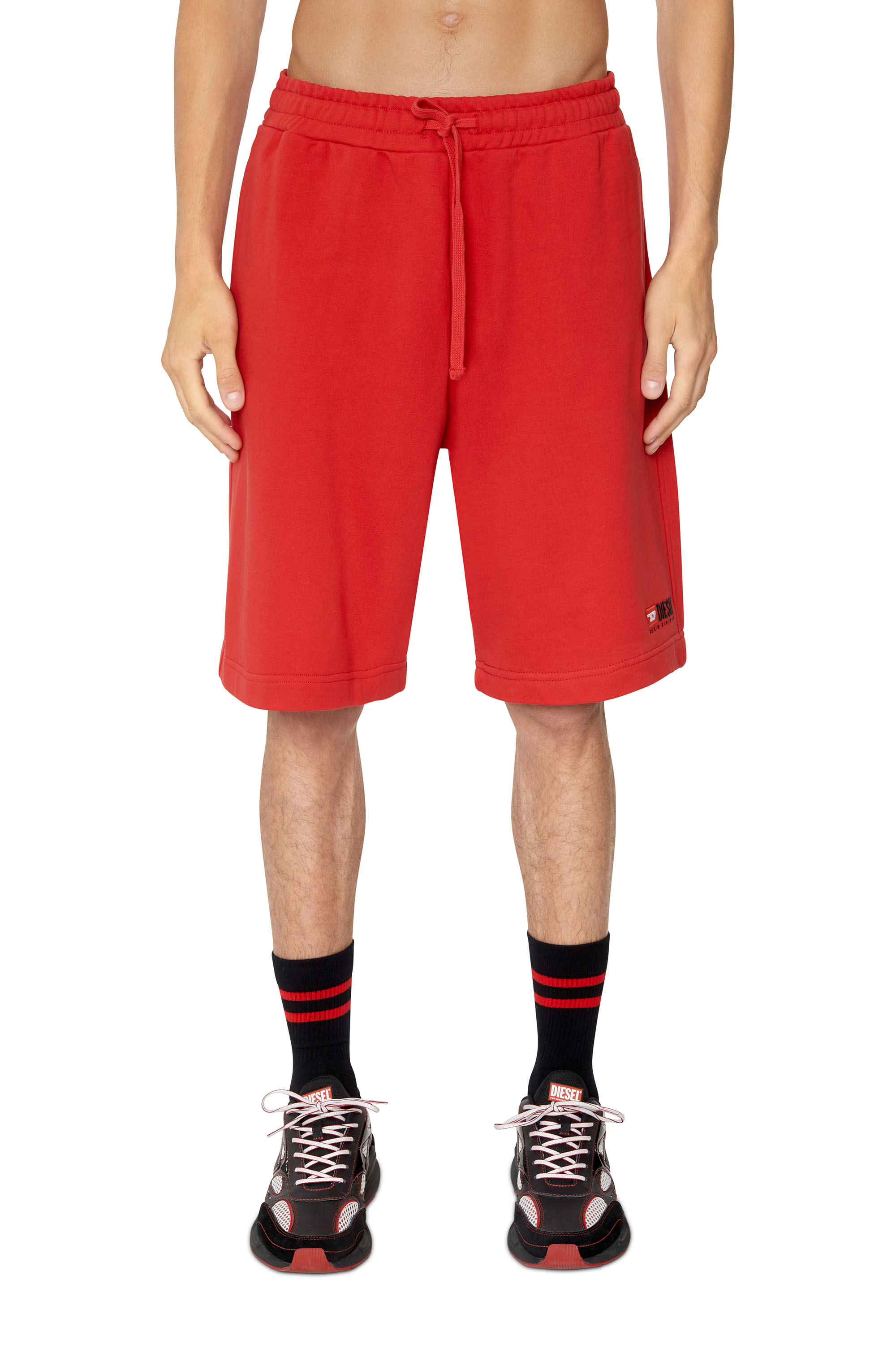 Diesel - P-CROWN-DIV, Man Sweat shorts with logo embroidery in Red - Image 1