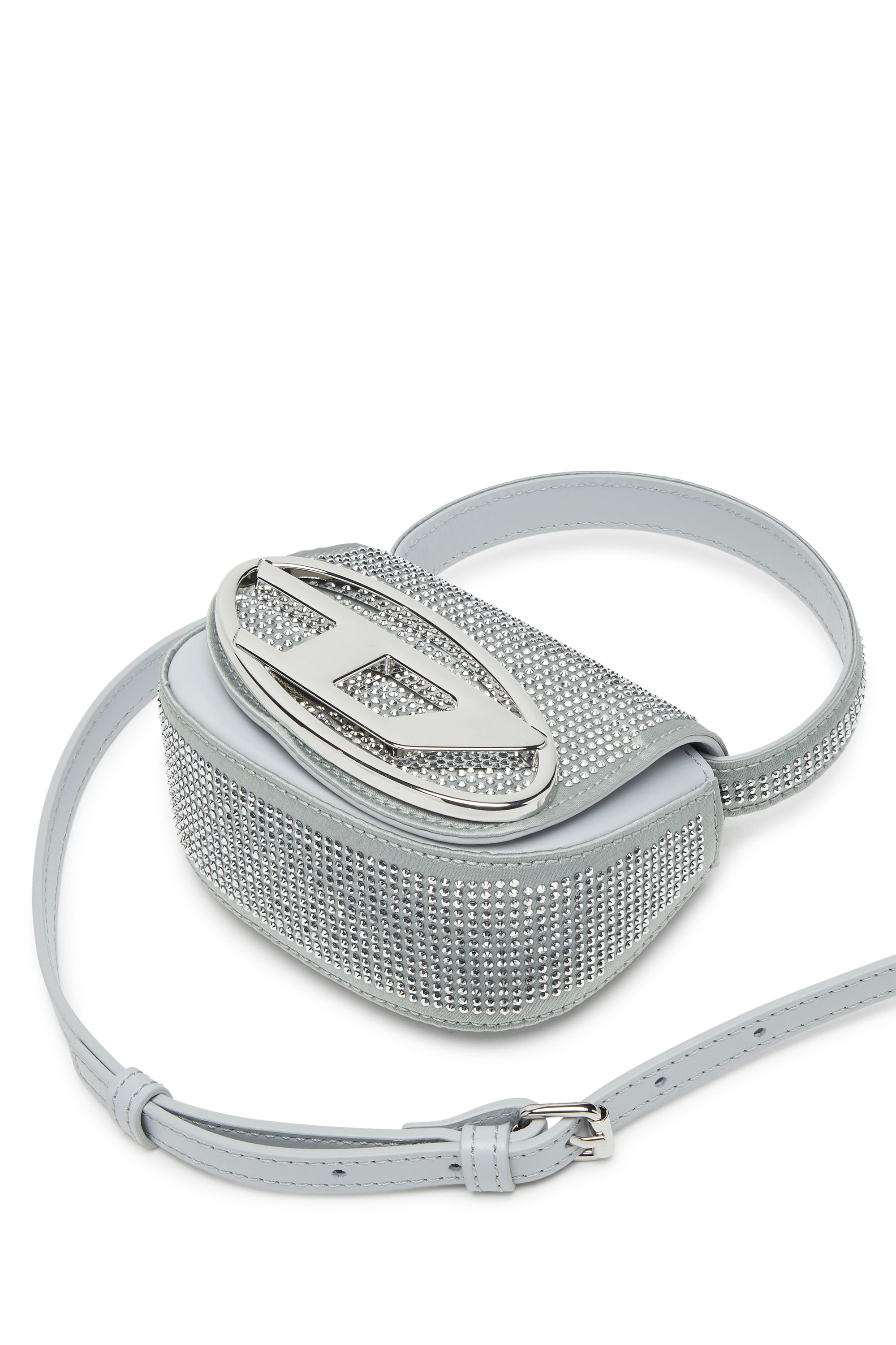 Diesel - 1DR XS, Woman 1DR XS Cross Bodybag - Iconic mini bag in crystal satin in Silver - Image 5