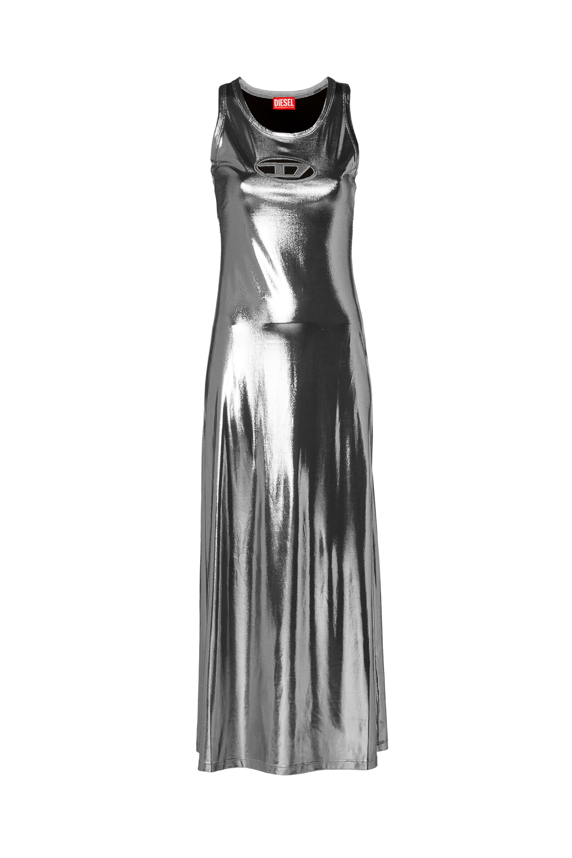 Diesel - D-LYNY, Mujer Vestido midi de tejido elástico metálico in Plateado - Image 4