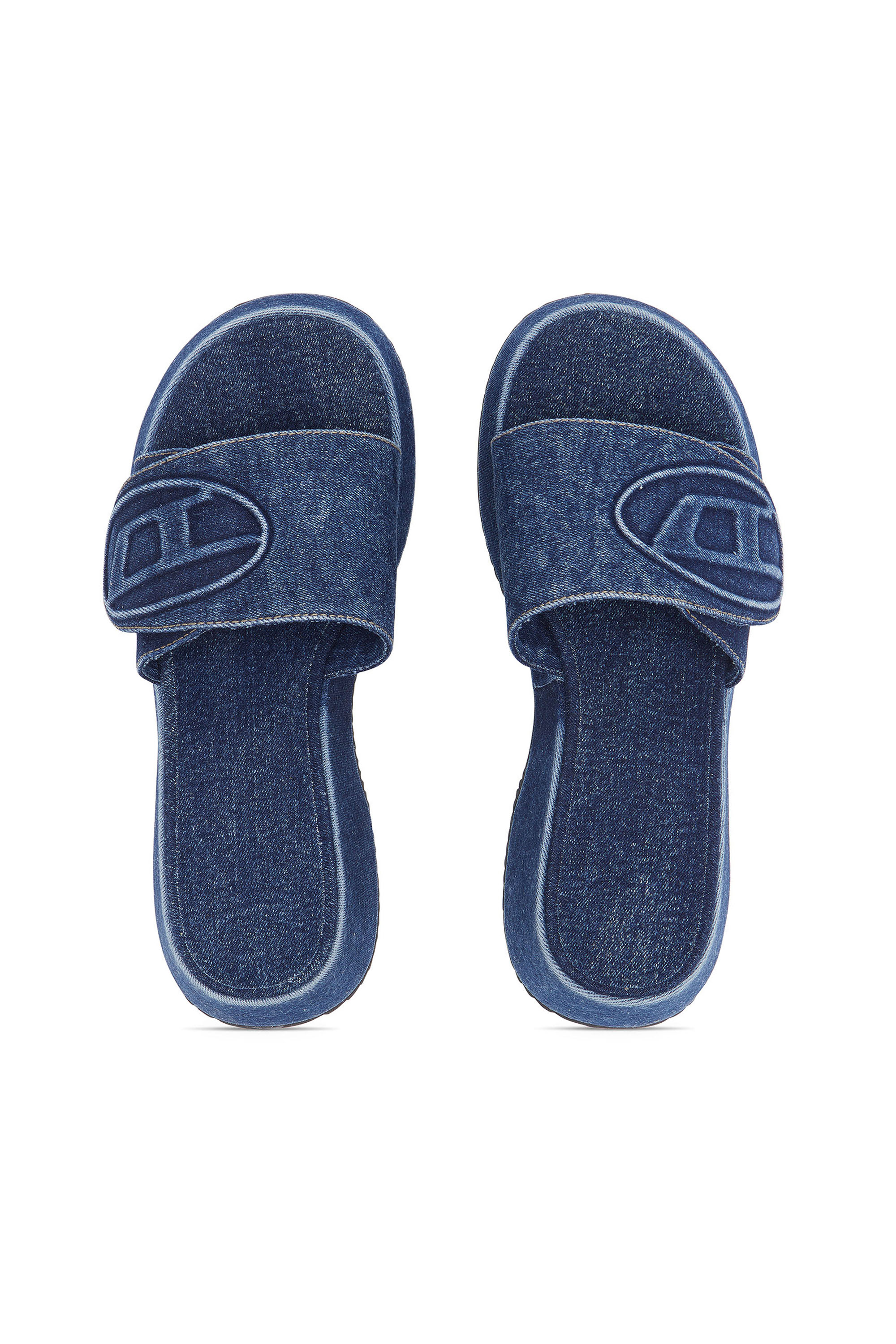 Diesel - SA-OVAL D PF W, Woman Sa-Oval D-Denim slide sandals with Oval D strap in Blue - Image 6