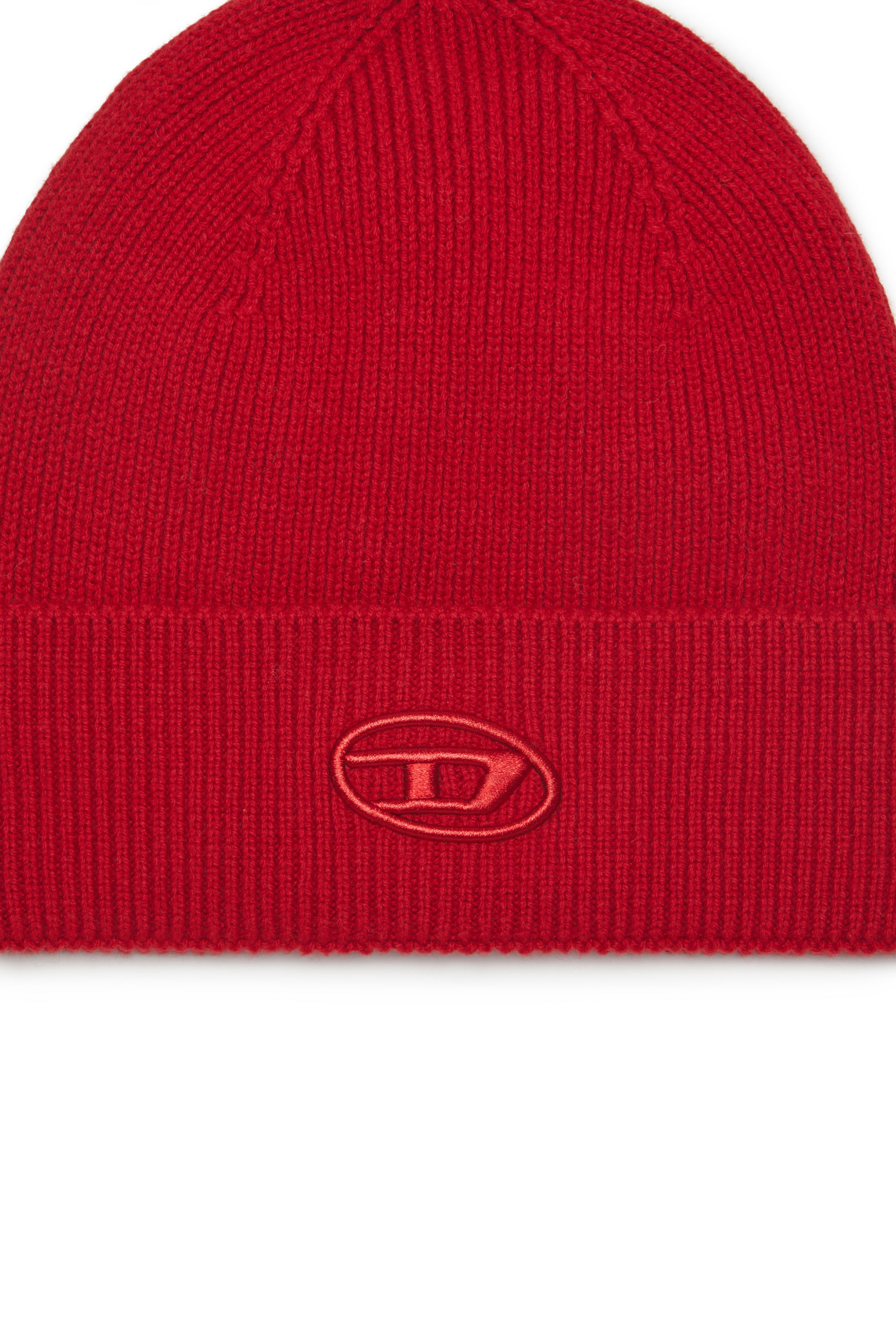 Diesel - K-CODER-FULLY B, Unisex Ribbed beanie with D embroidery in Red - Image 3