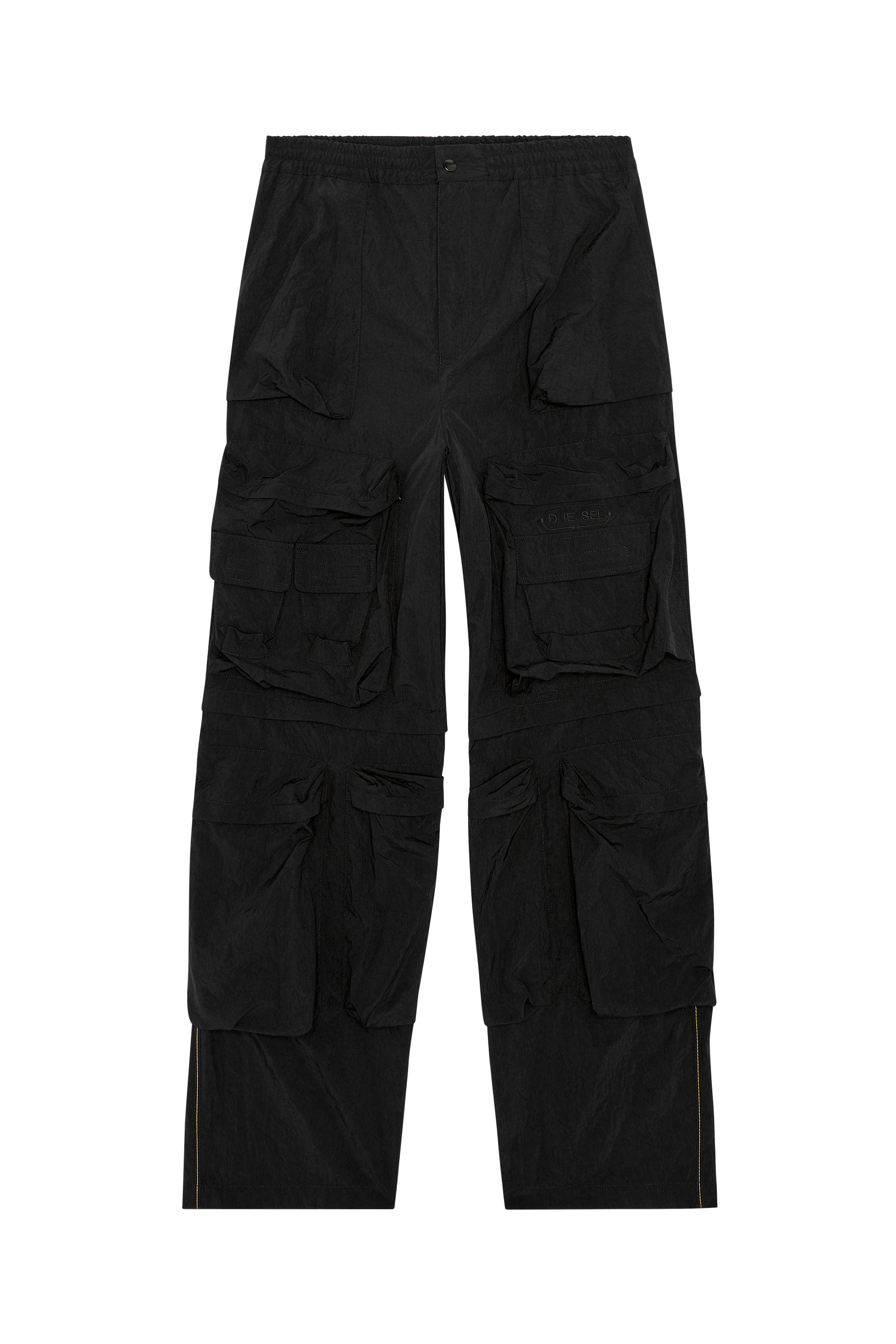 Diesel - P-STAIND, Man Cargo pants in wrinkled nylon canvas in Black - Image 4