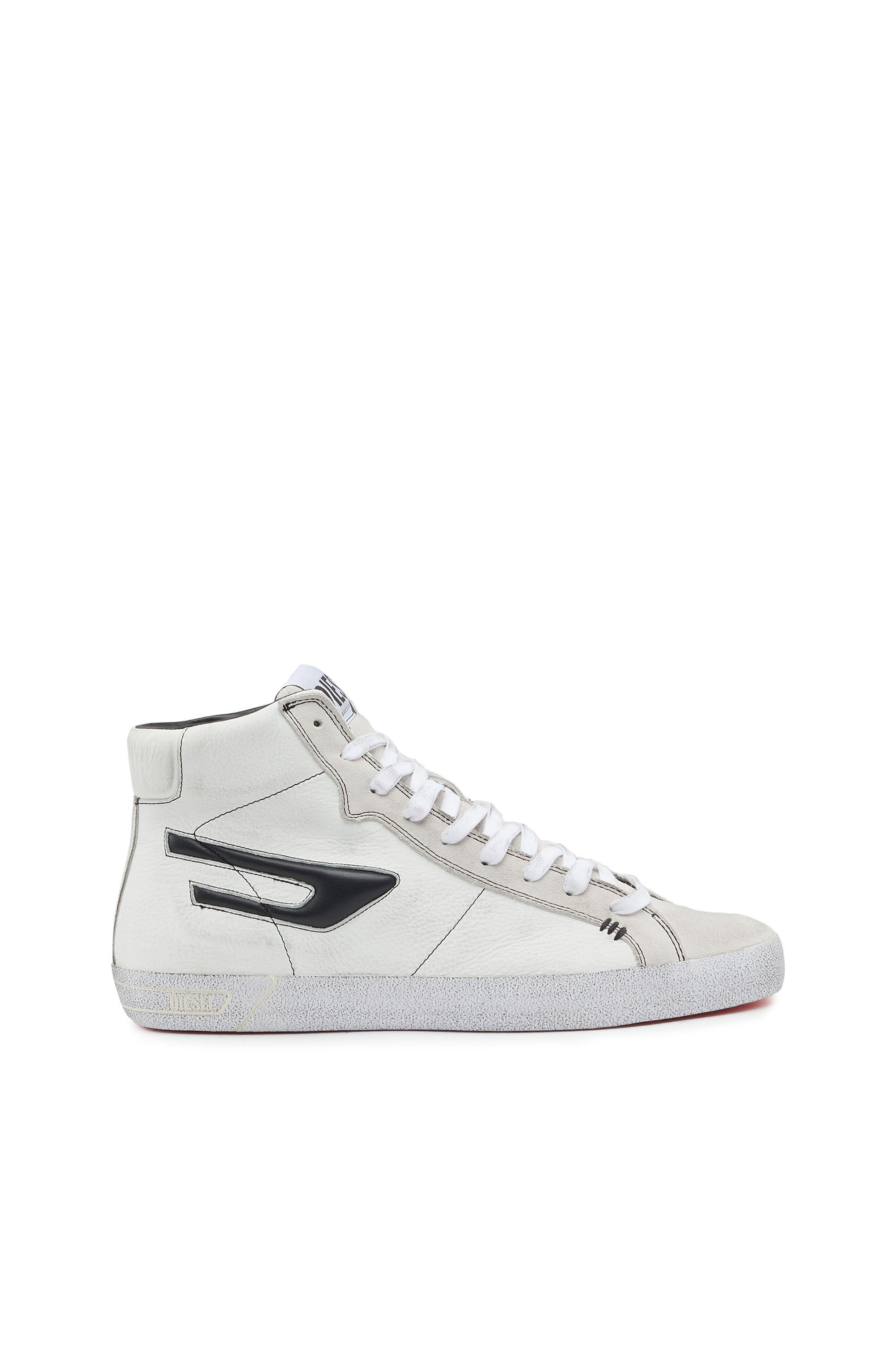 Diesel - S-LEROJI MID, Man S-Leroji Mid - High-top leather sneakers with D logo in White - Image 1