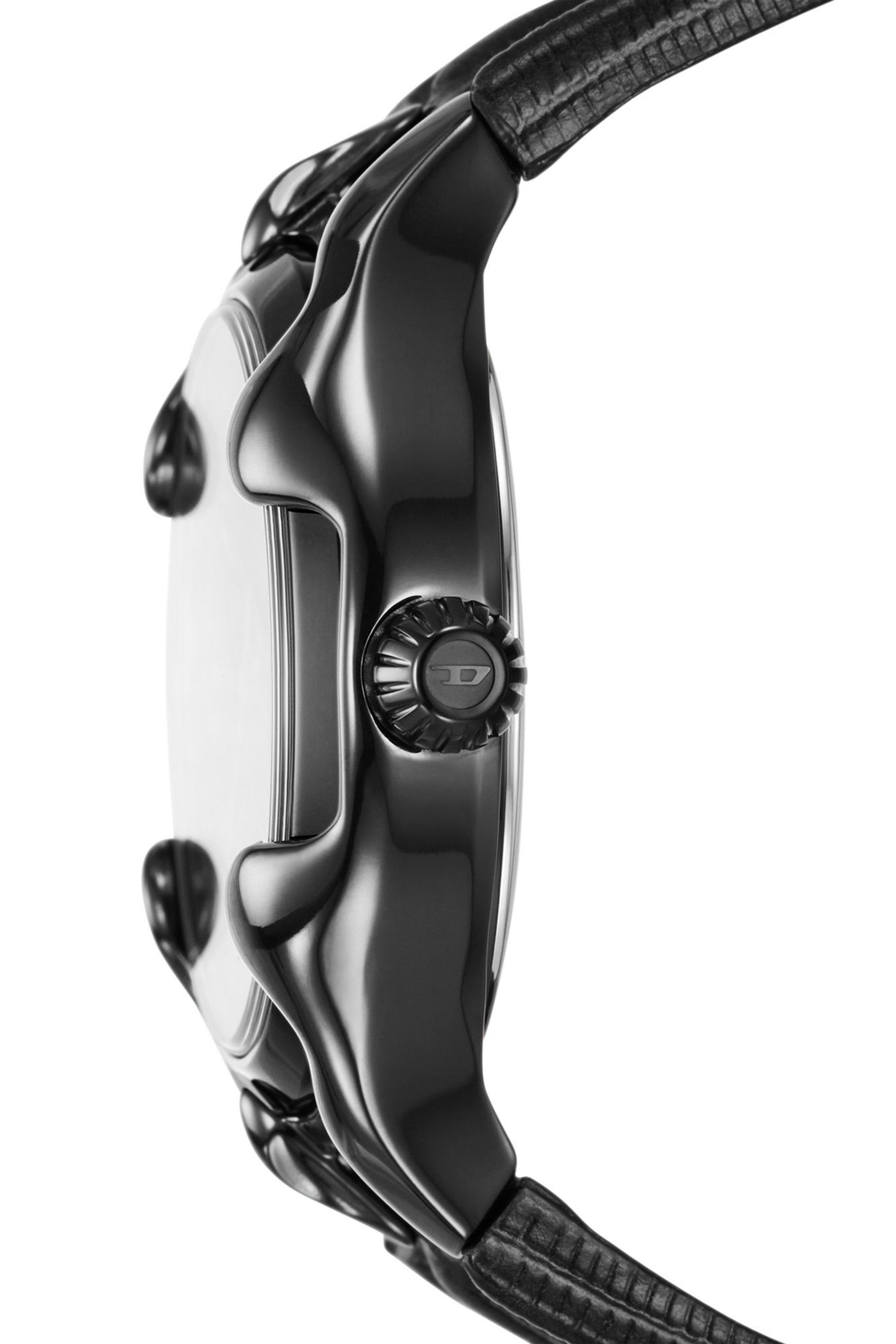 Diesel - DZ2193, Man Vert three-hand date black leather watch in Black - Image 4