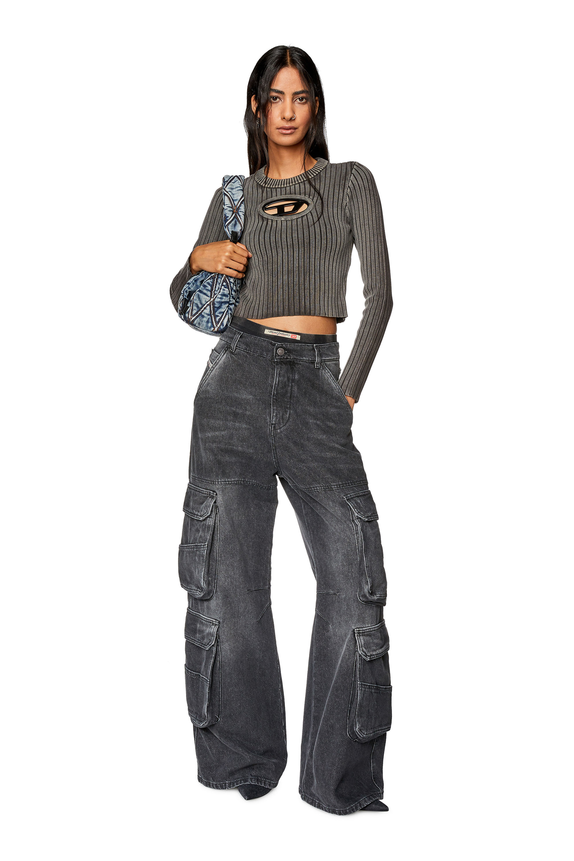 Diesel - Woman Straight Jeans 1996 D-Sire 0HLAA, Black/Dark grey - Image 2